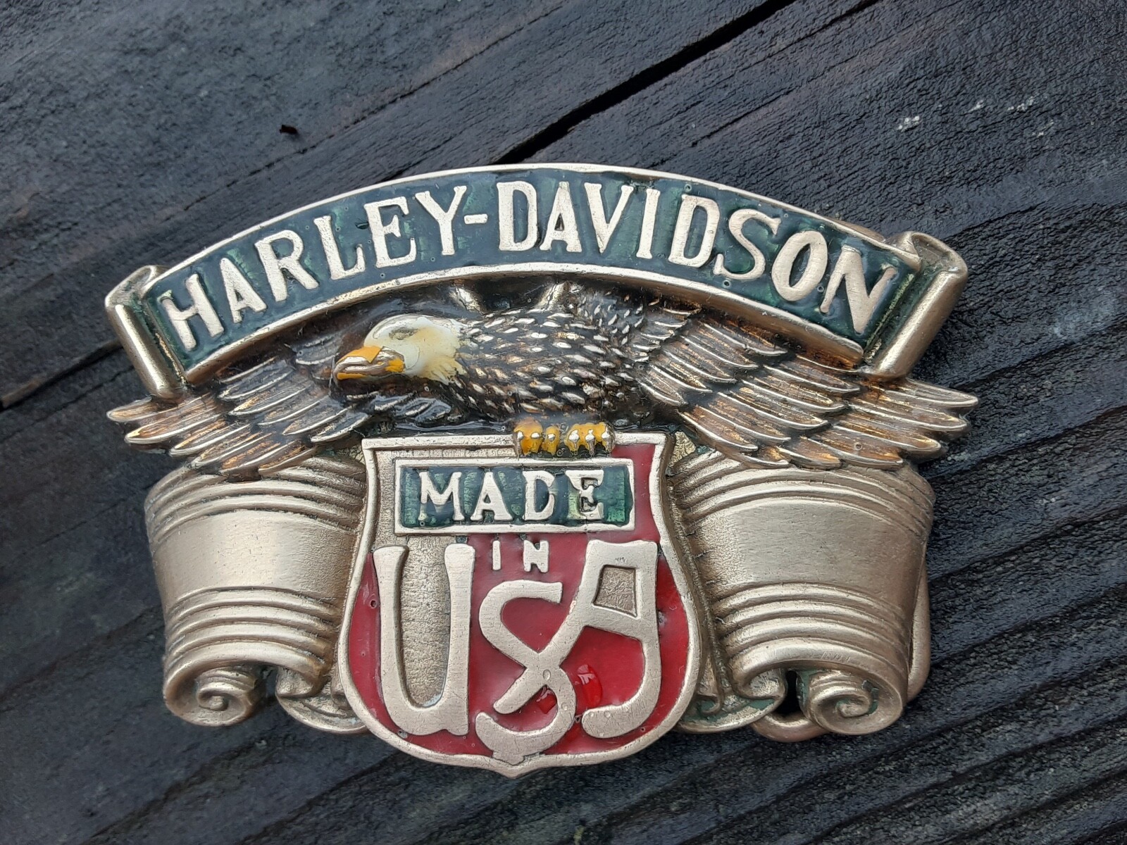 vintage baron Harley Davidson Belt Buckle Solid Brass Eagle Wings