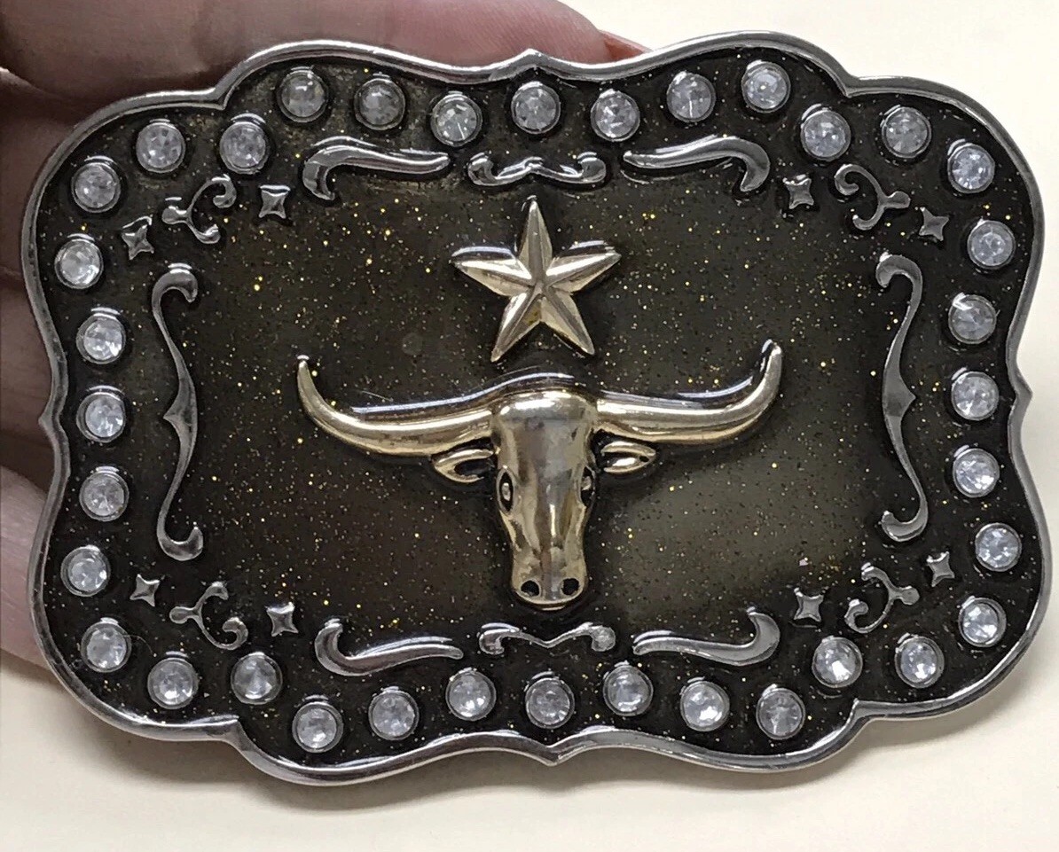 Vintage Western Belt Buckle TEXAS STEER COW SKULL Classico Italia, Cowboy!