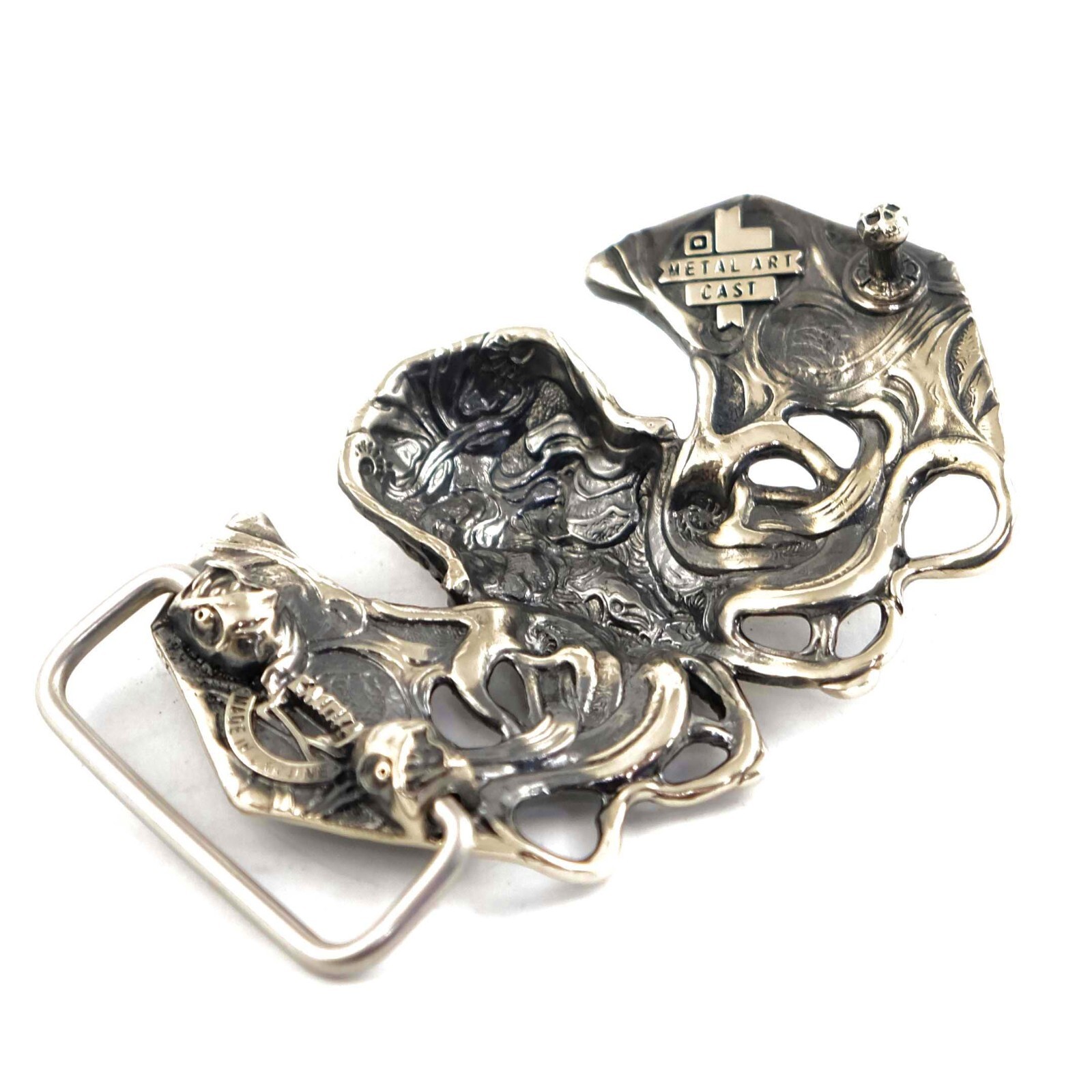 German silver belt buckle Cthulhu, Cthulhu Myths belt buckle, Skull buckle