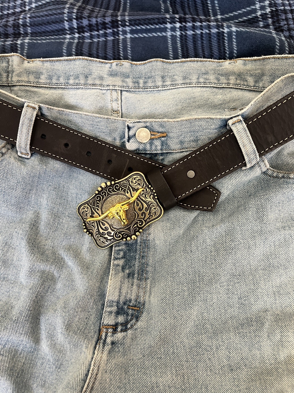 GOLDEN BULL Belt Buckle Metal Zinc Alloy Vintage Retro Cowboy Western Premium