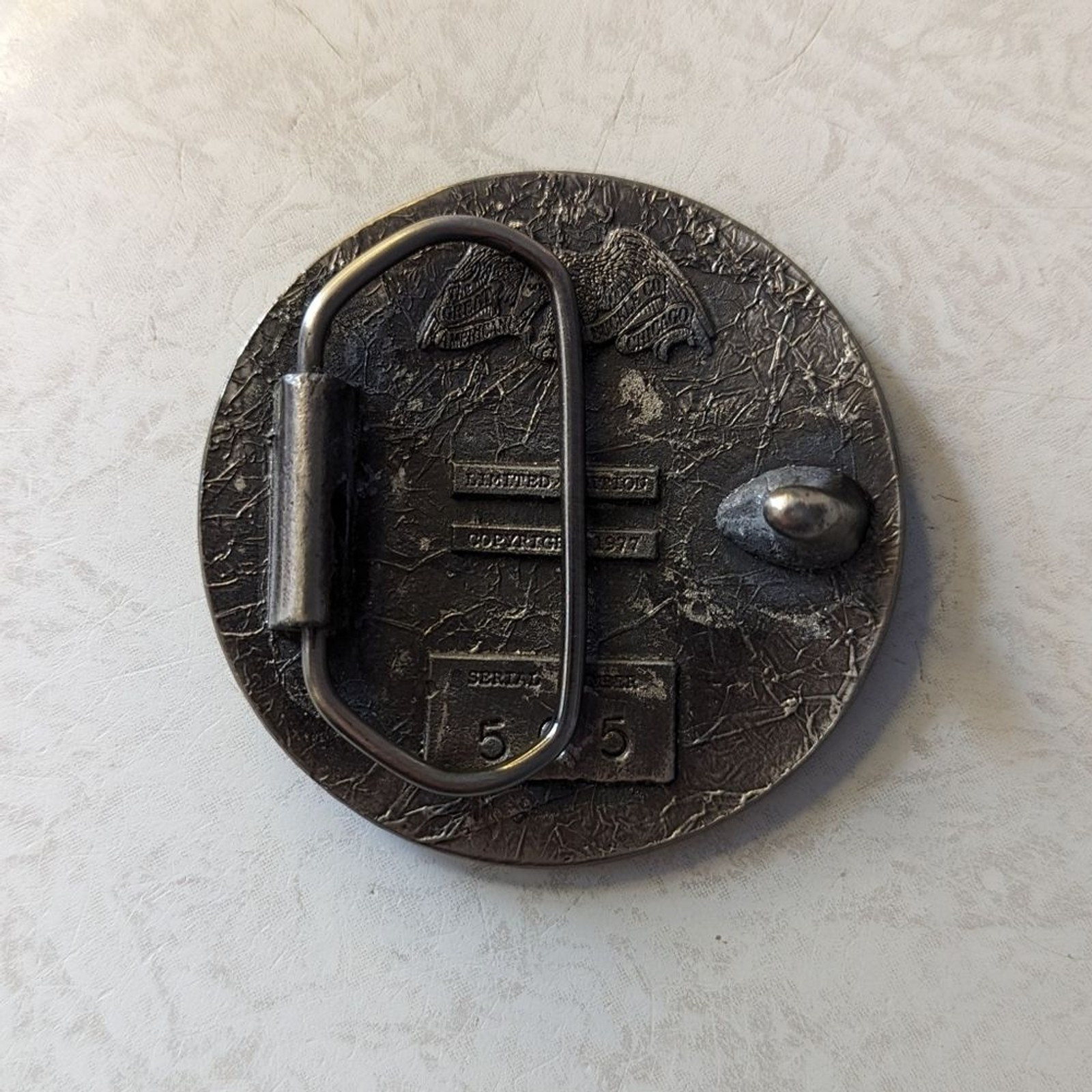 Vintage 70s Round Eagle Head Belt Buckle