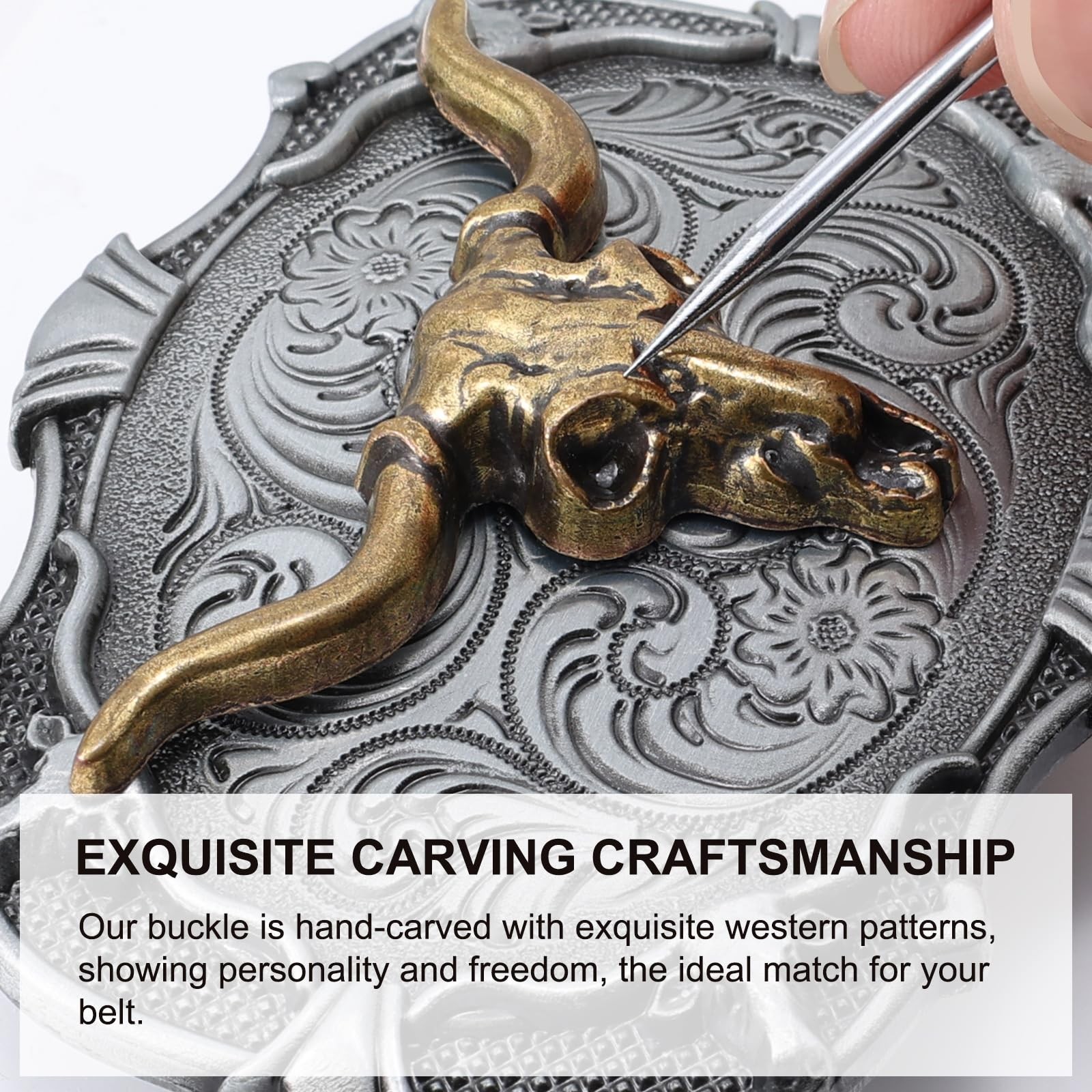 LALATCH Western Cowboy Belt Buckle for Men Vintage Medium, Bronze Bull