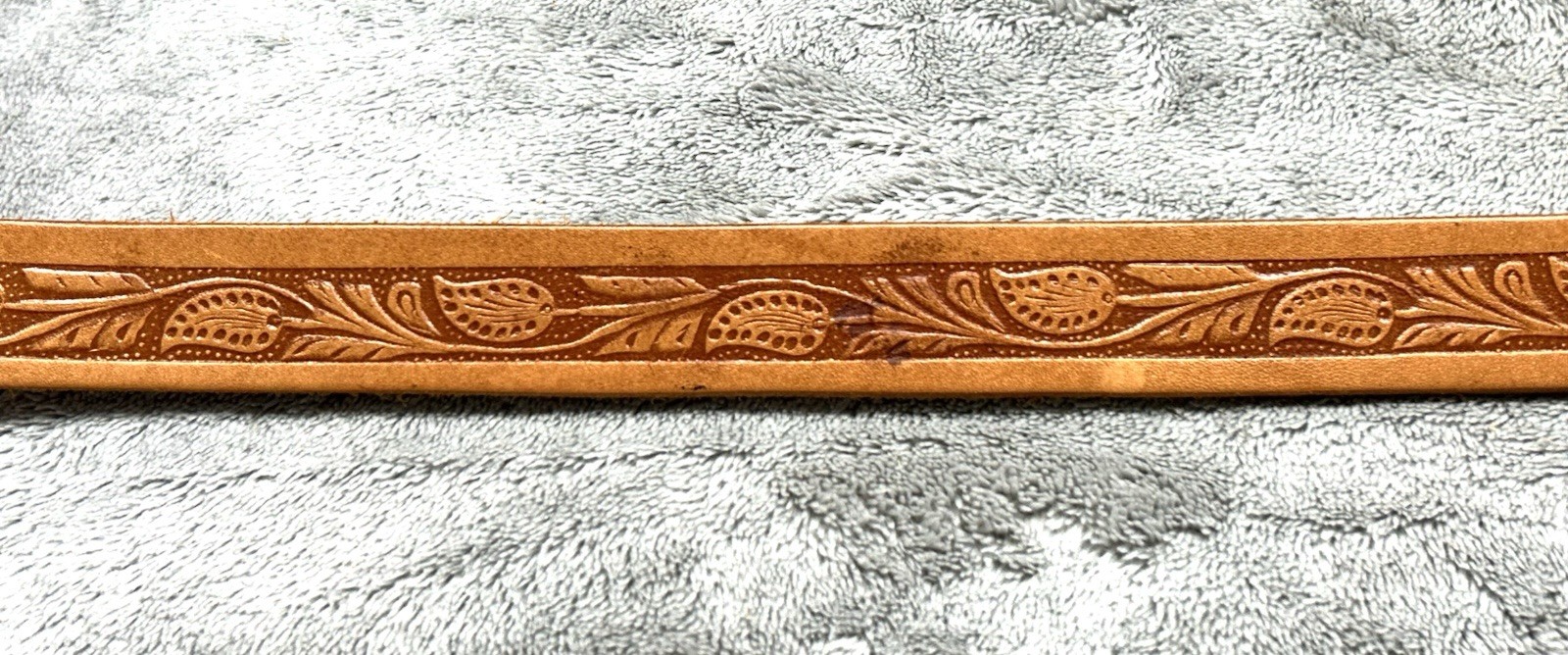 Vintage Inspired Tooled Leather Belt Silver Buckle Fits 24–28 Western Cowboy