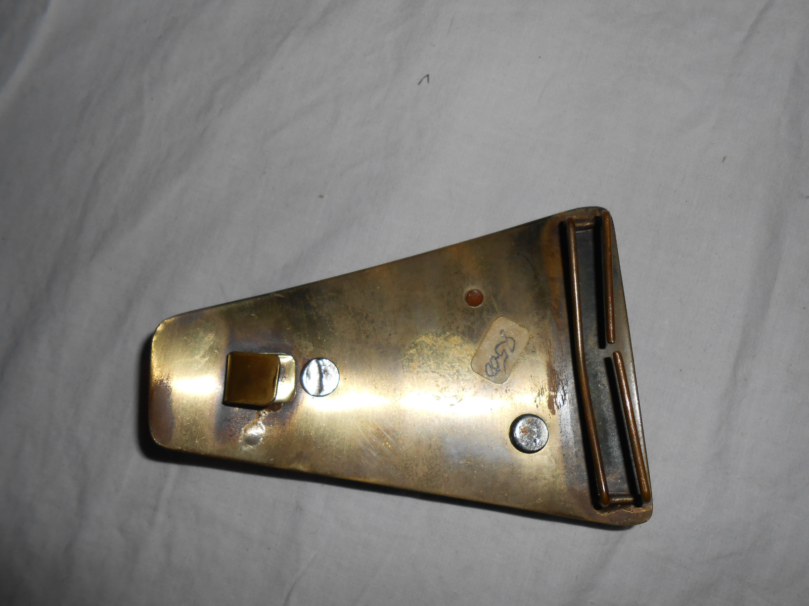 Artisan abstract brass w/rhinestones belt buckle unsigned