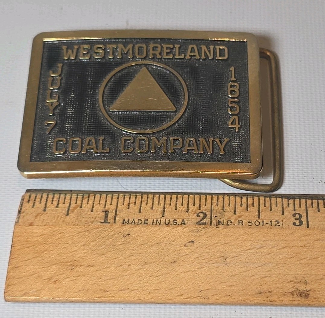 Vintage July 7 1854 Weastmoreland Coal Mining Miners Metal Belt Buckle Colorado