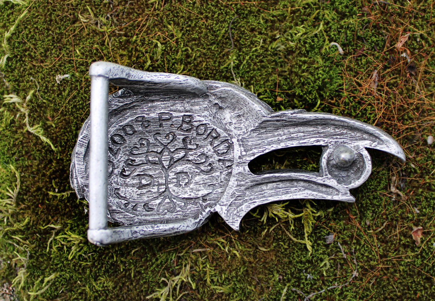 Pewter Celtic Knot Raven Belt Buckle – Dryad Design Crow Bird – Made in the USA