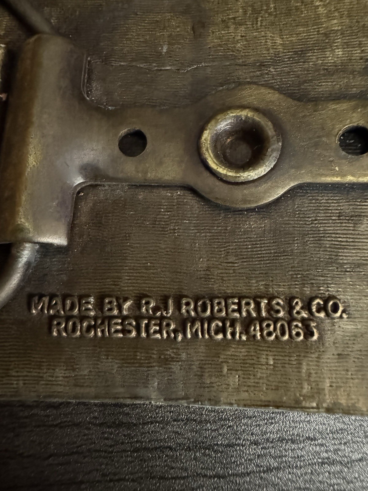 R.J. Roberts & Co. Chevrolet Logo Gold Tone Western Belt Buckle 1.5in Rect