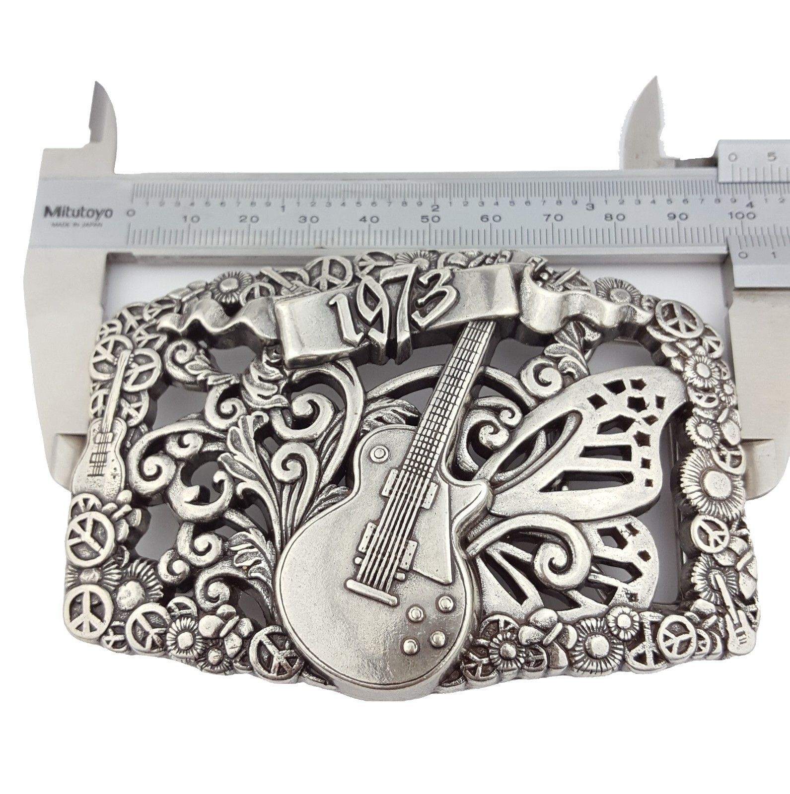 Guitar, Butterfly, Peace and Daisy Belt Buckle