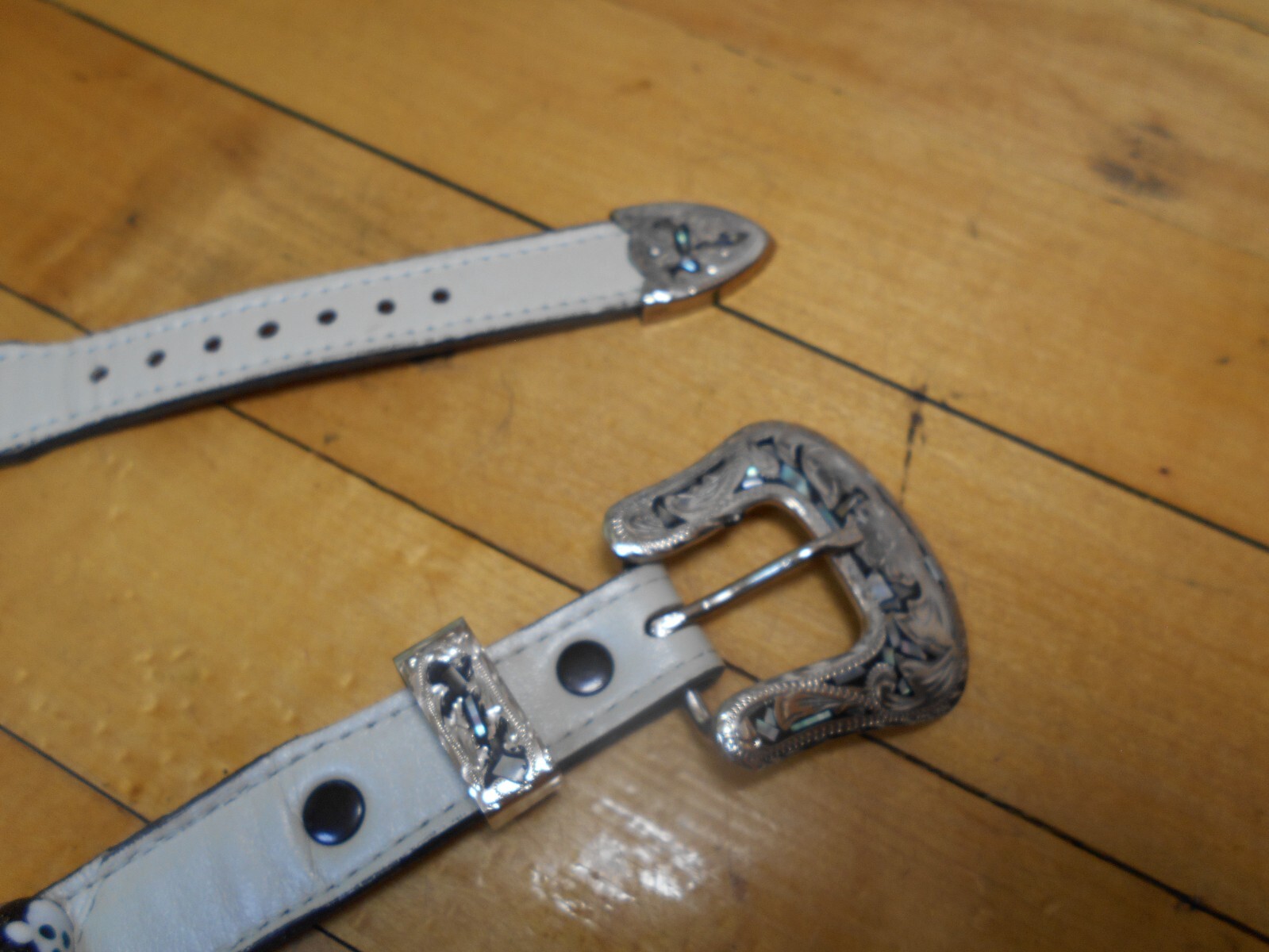 Alpaca Mexico 3-Piece Buckle Set w/ Justin Ivory Leather Belt Size 30