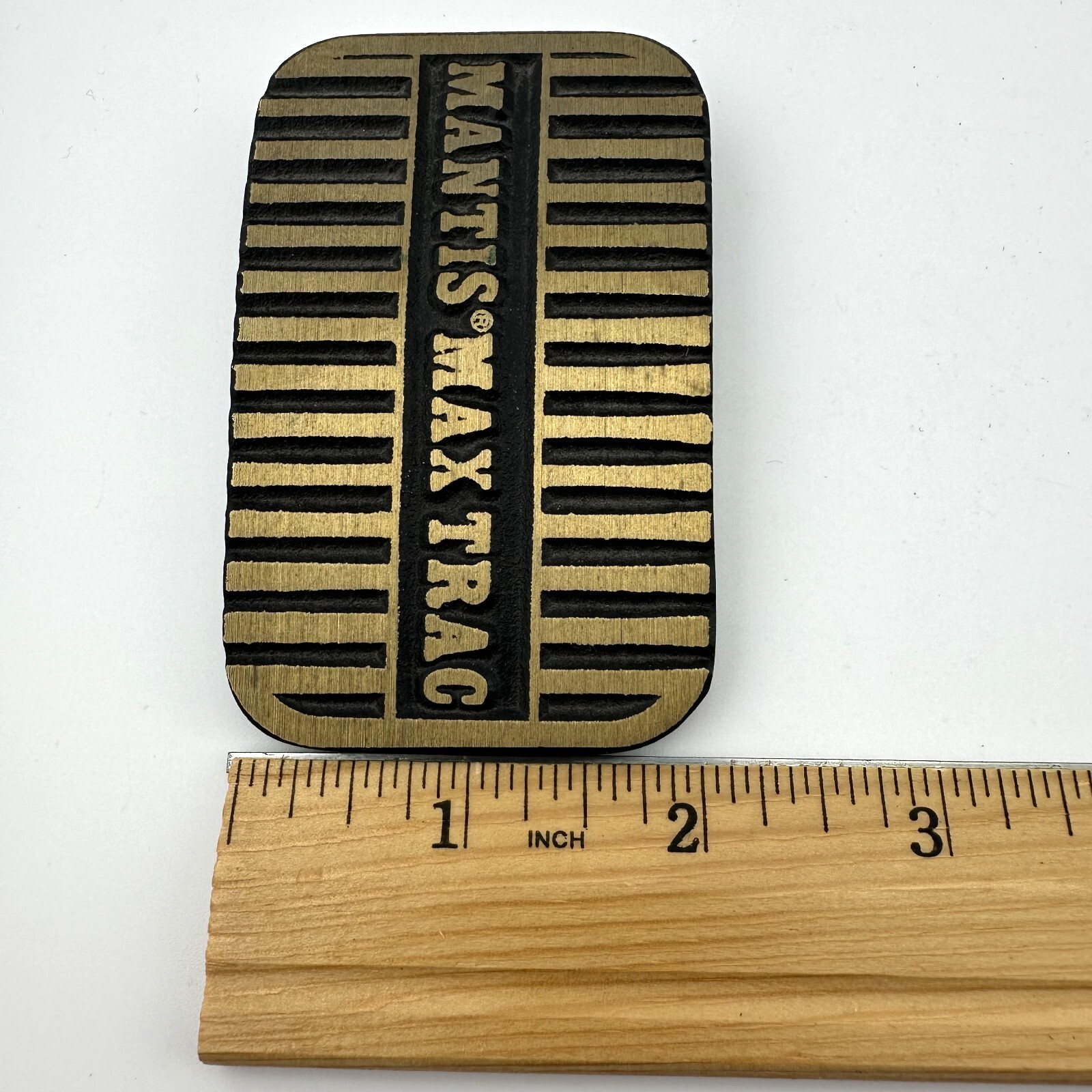 Mantis Max Trac DynaBuckle Solid Brushed Brass Belt Buckle USA Vintage 2 Inch