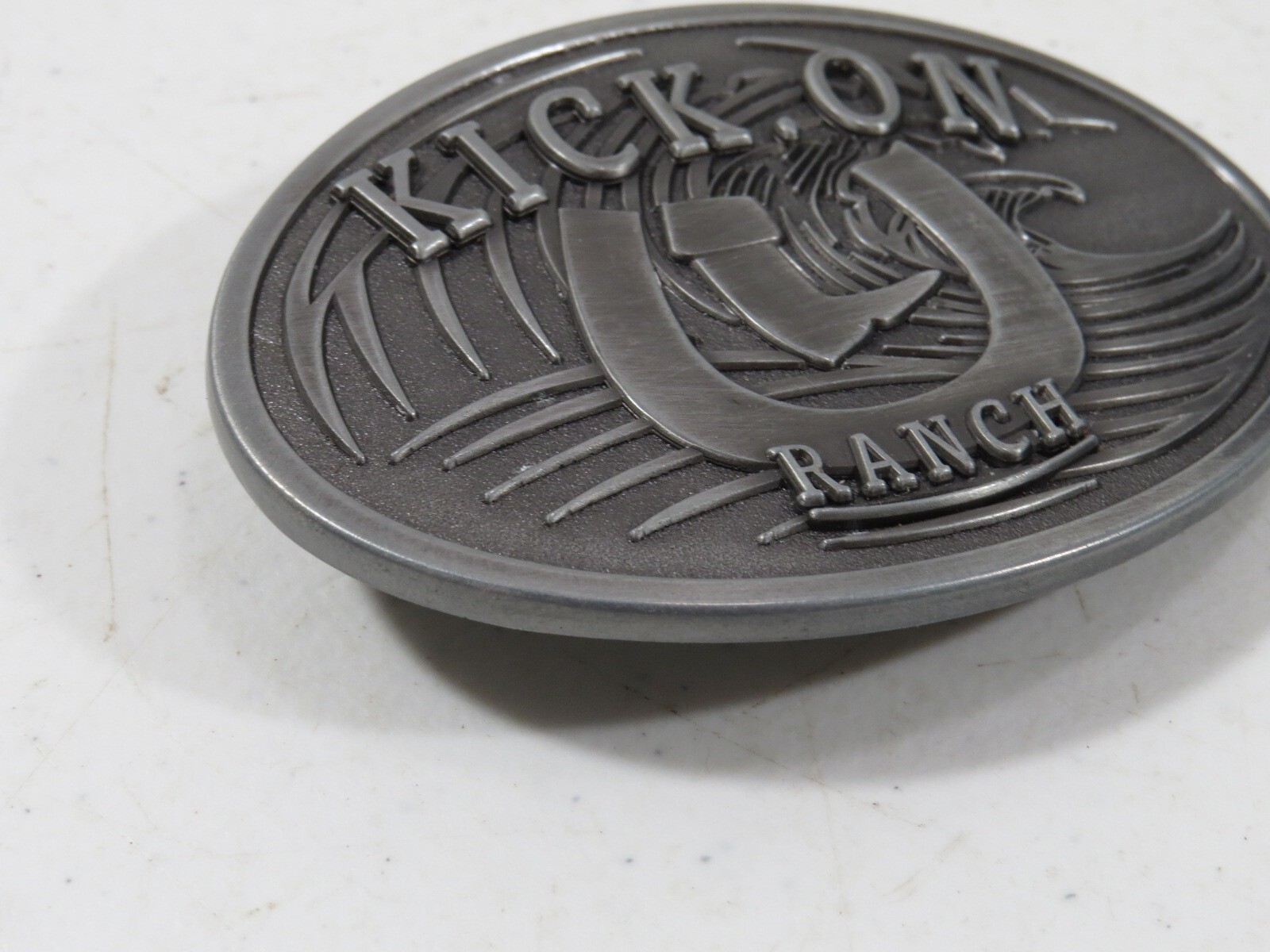 Kick On Ranch Large Western Belt Buckle Heavy 3.5 » x 2.5 »