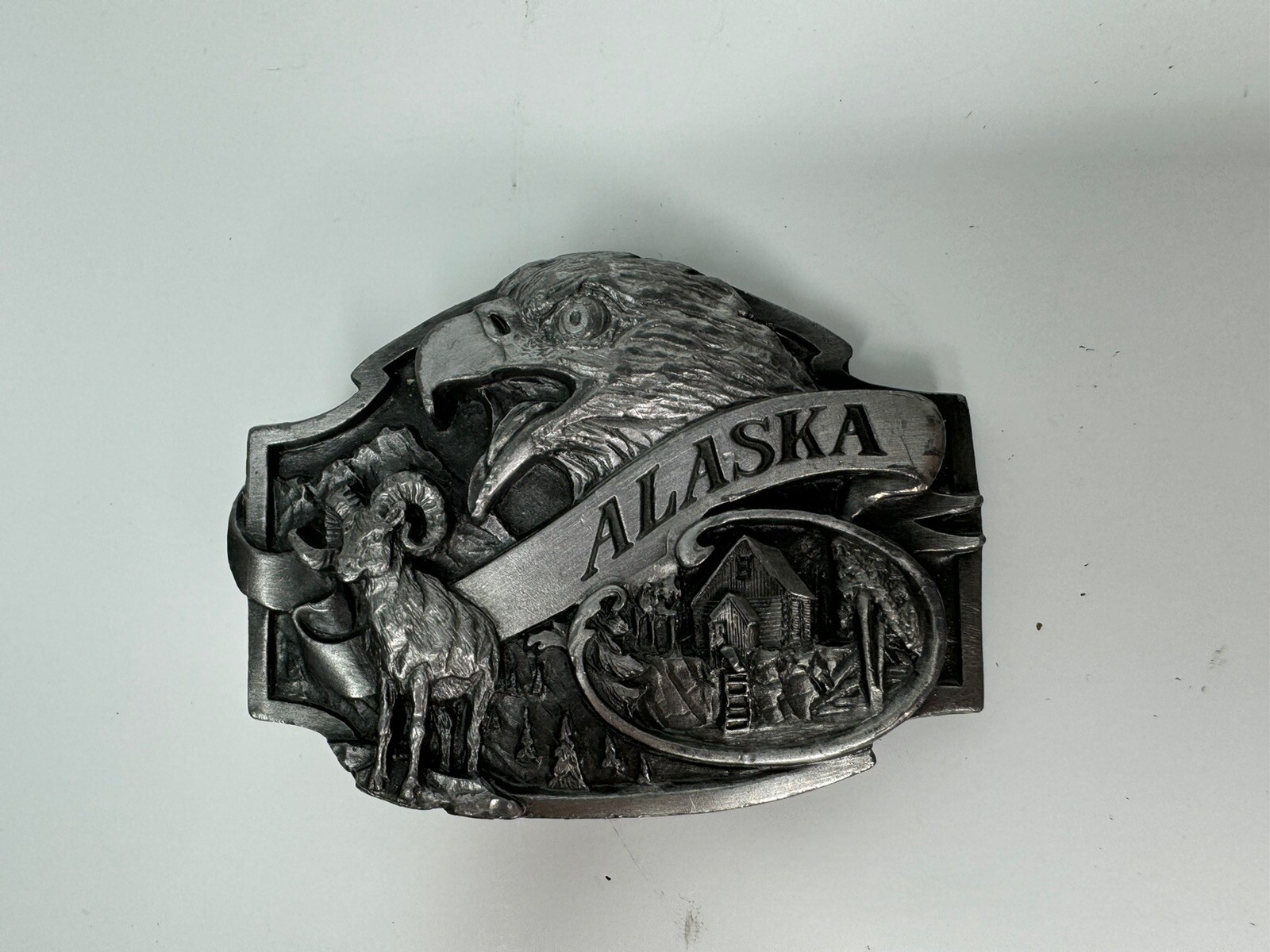 Vintage Siskiyou Buckle Co Alaska Belt Bald Eagle Mountains Outdoors 1988