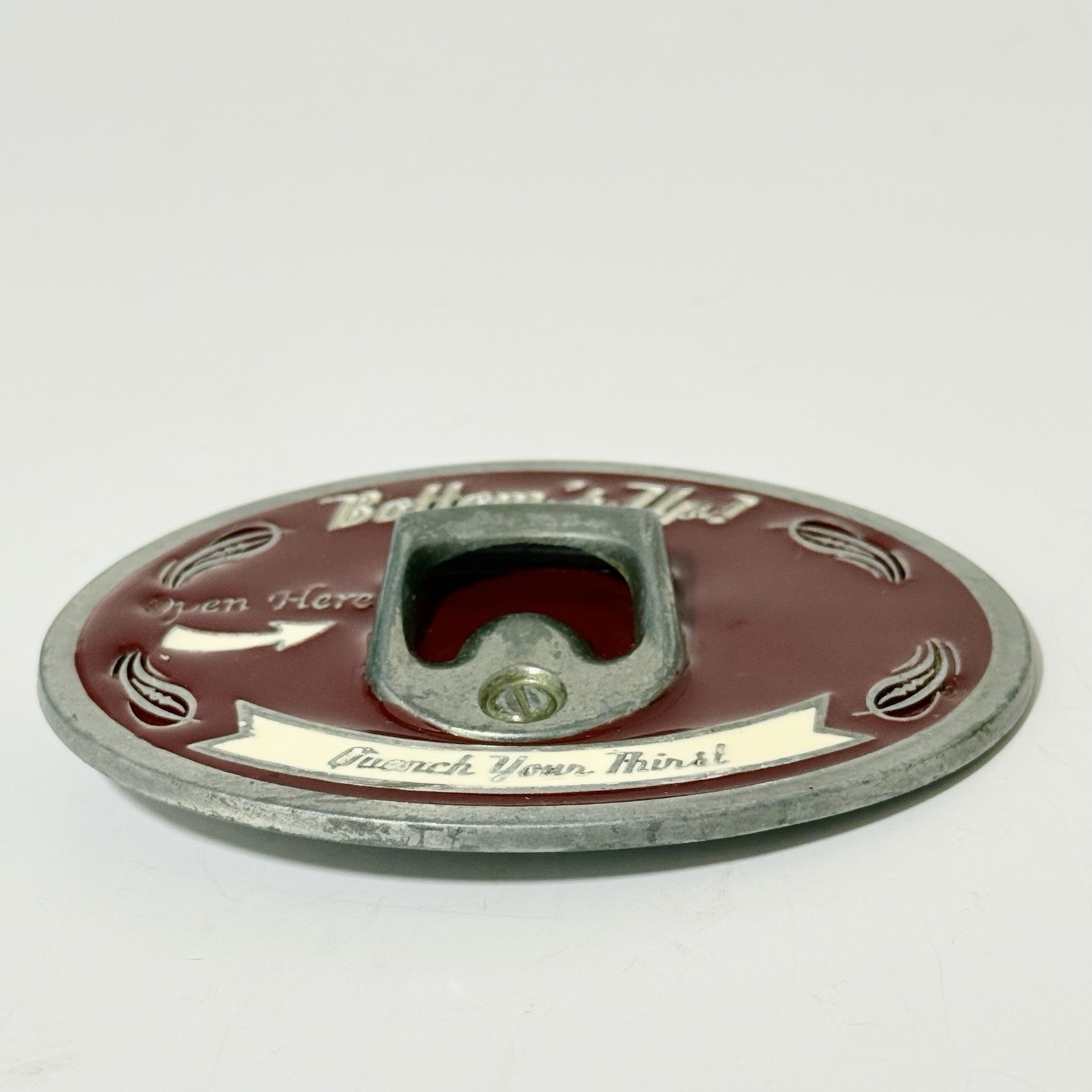 Vintage Bottom&rsquo;s Up! Belt Buckle Bottle Opener 1990’s Novelty Bottle Opener USA