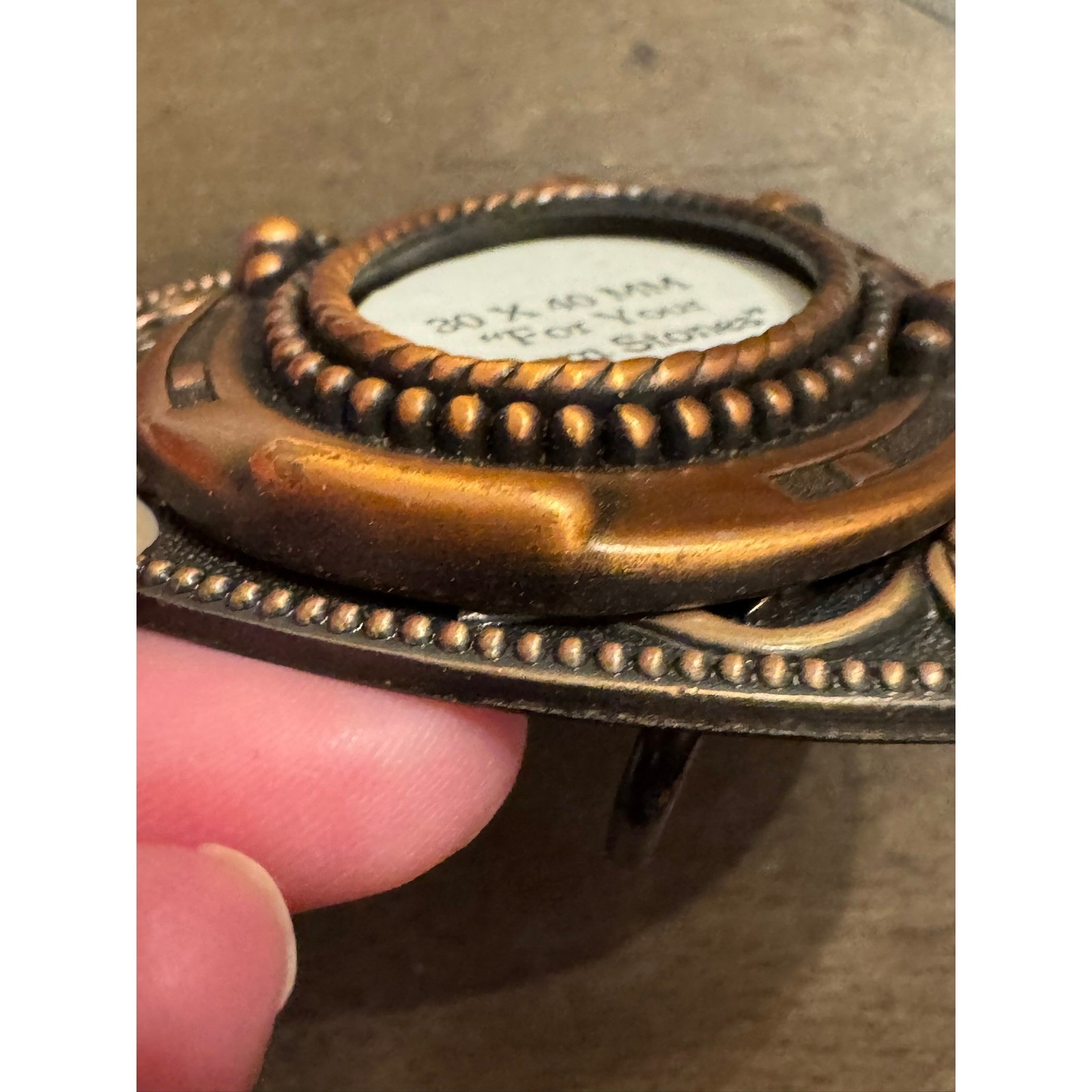 Western Horseshoe Belt Buckle Copper Tone Floral Oval 30x40mm Gemstone Mount