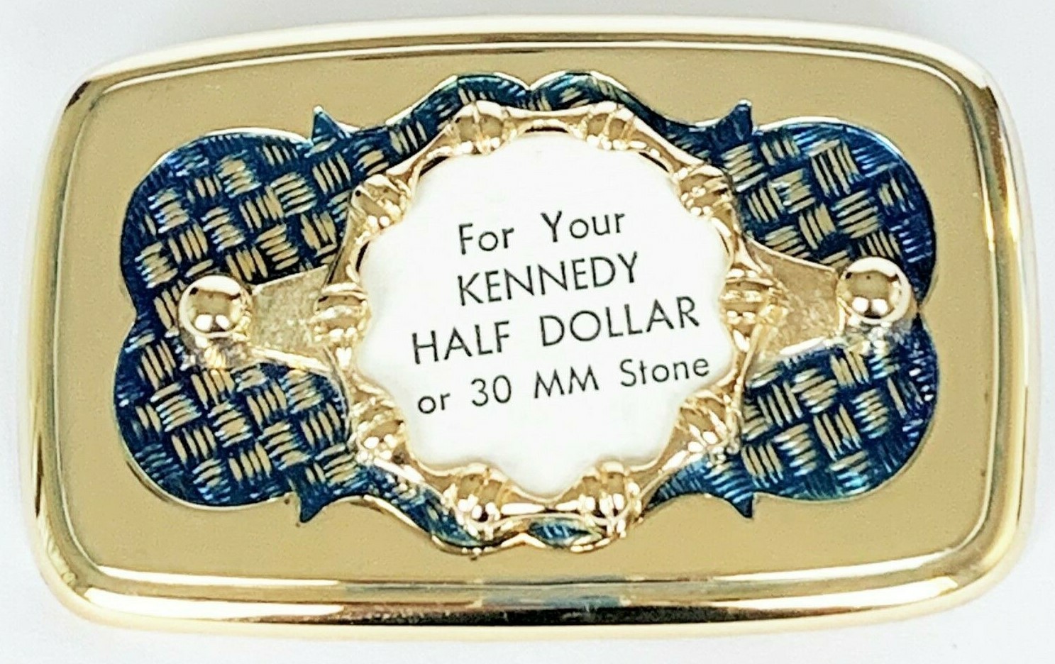 BELT BUCKLES Half Dollar Coin Kennedy 1/2 Gold Blue Rectangle Screw Mount NWOT!