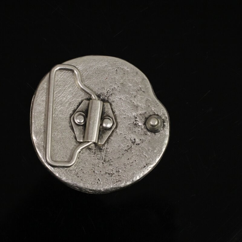 Round Spiral Fossil Belt Buckle in Antique Silver, Snail Design, Metal