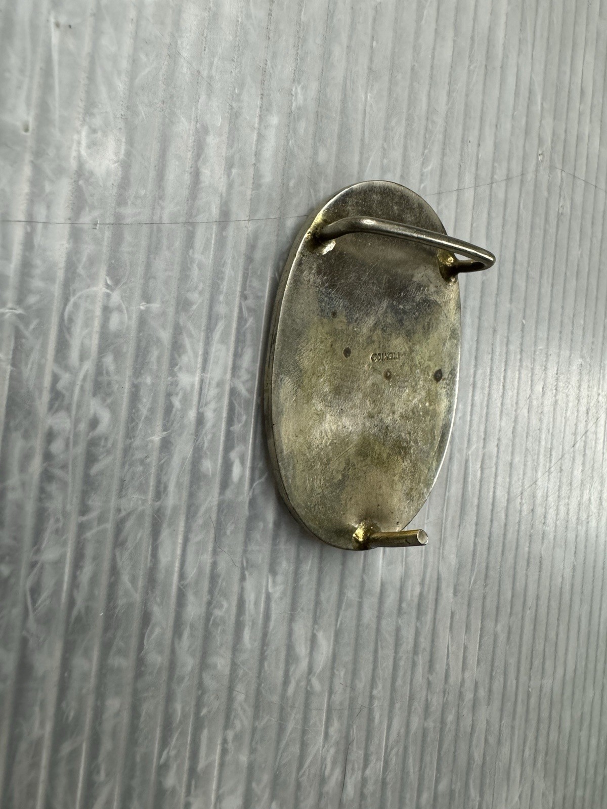 vintage Mexican Nickel Plated Bronze w/ Abalone Inlays 1” BELT BUCKLE