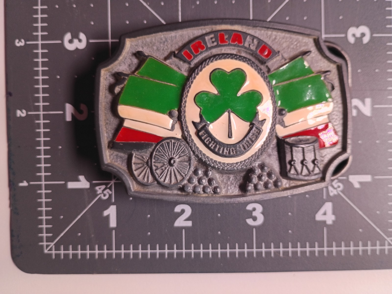 Tanside Ltd Ireland Fighting Irish Belt Buckle W/Shamrock Flag Vintage 2004DD236