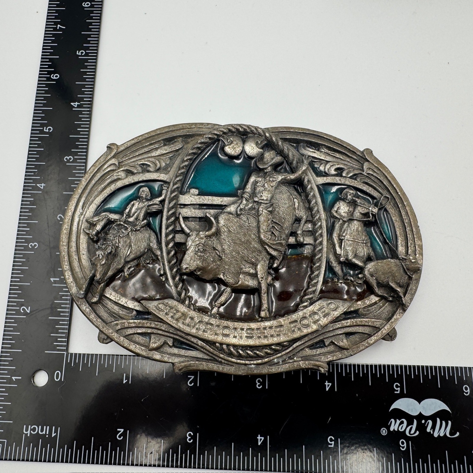 Vintage Bergamot Brass Works Championship Rodeo Belt Buckle 1980 Made in USA
