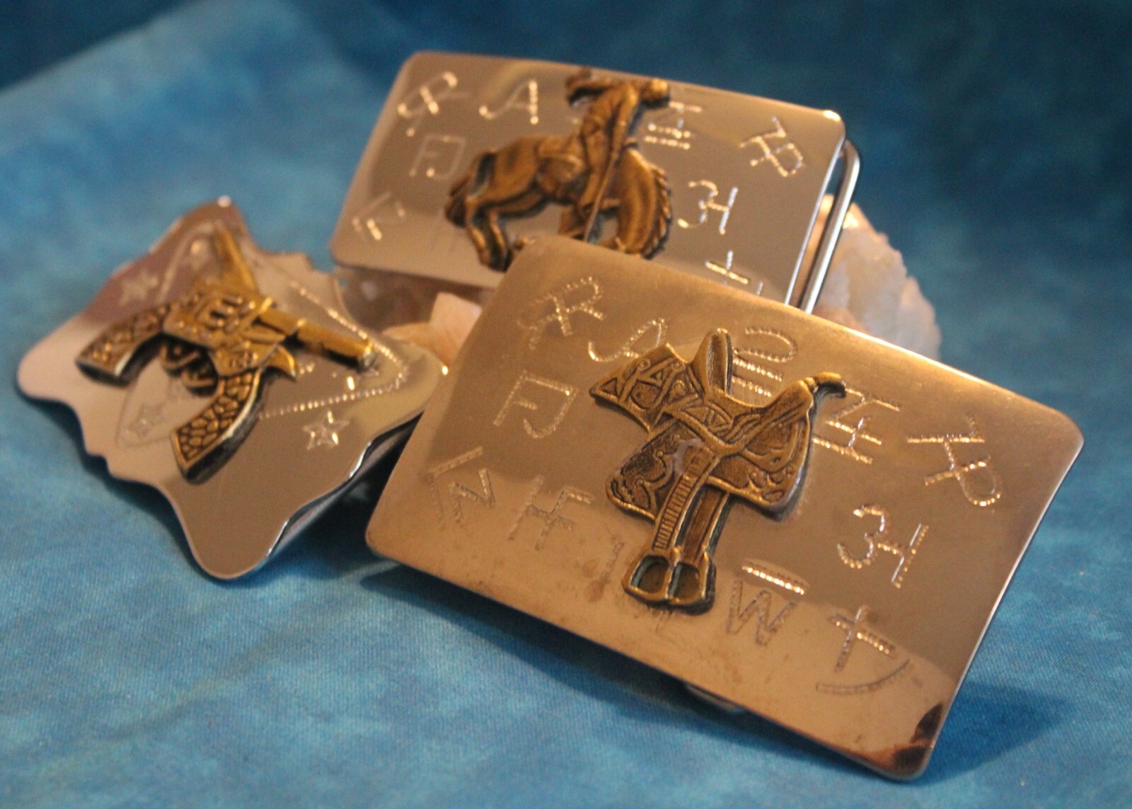 Set Of 3 Silver Tone Belt Buckles