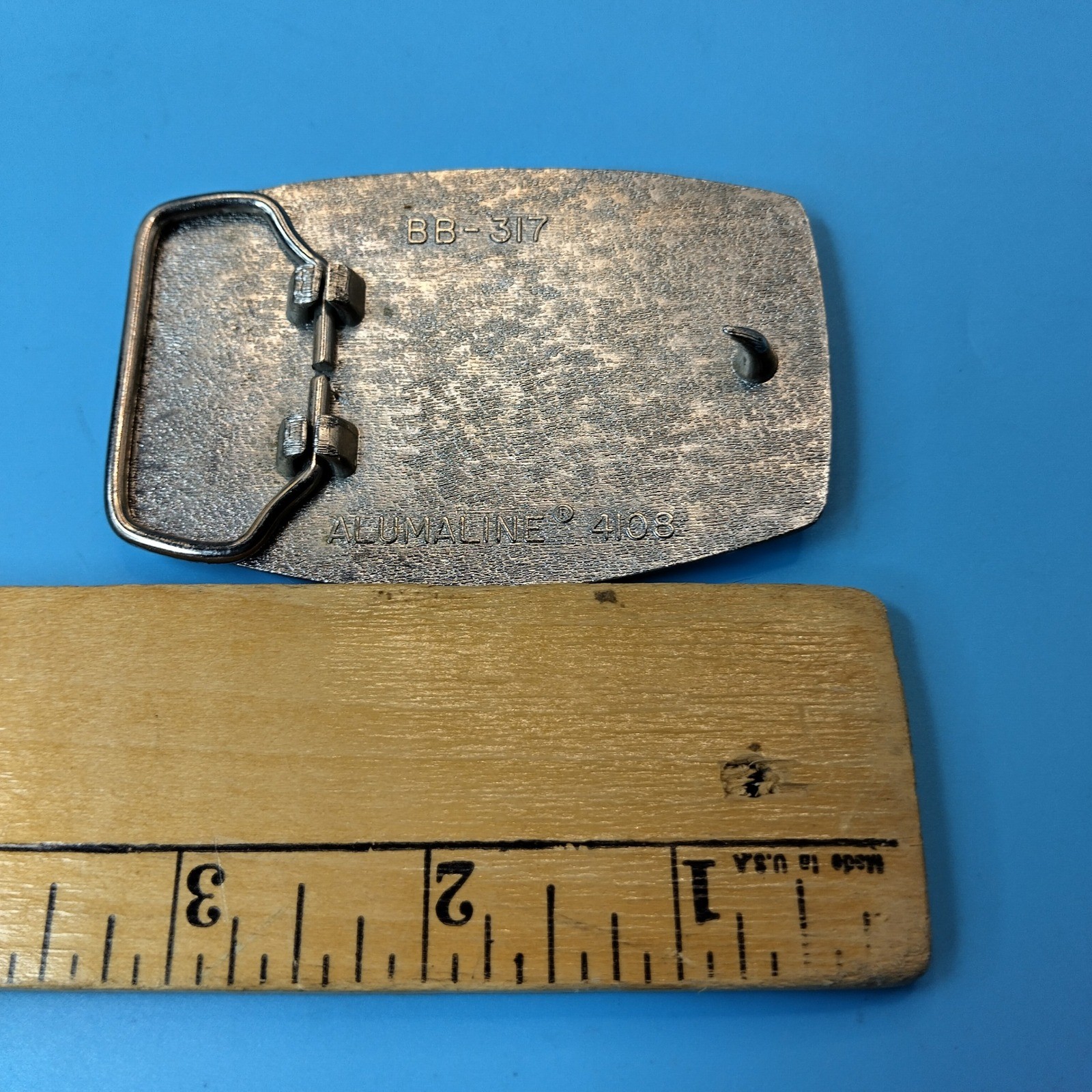 Vintage Fruehauf Belt Buckle Alumaline BB-317 Silver Tone Trucking Advertising