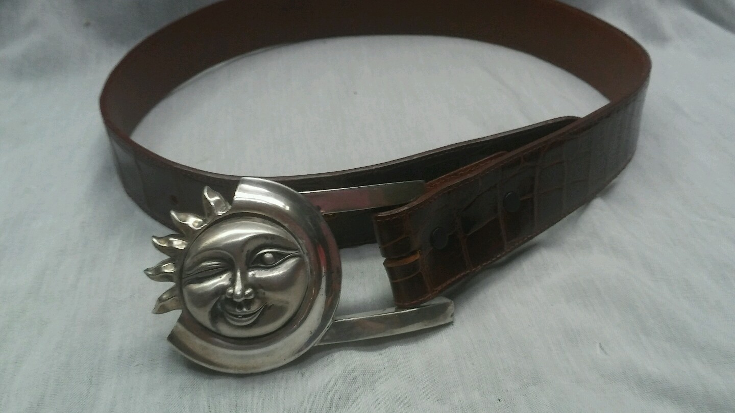 Barry Kieselstein cord sterling sil celestial buckle Falconhead alligator belt