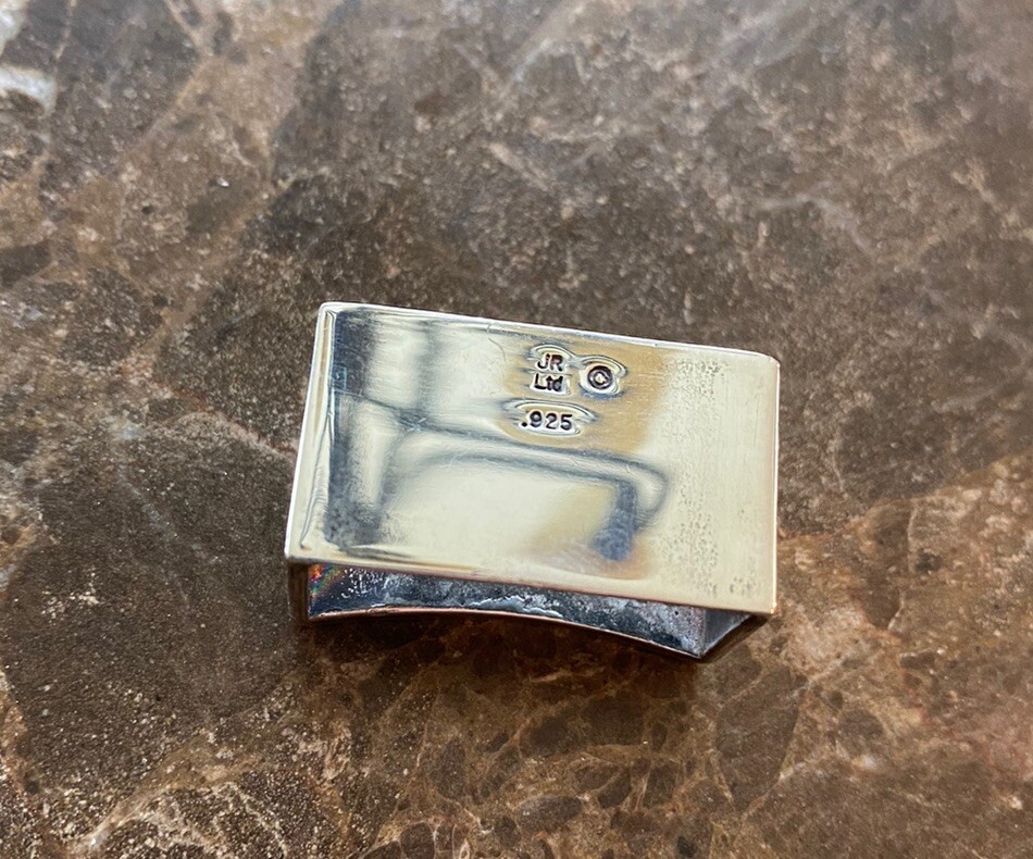 James Reid .925 Sterling 14k Gold Belt Buckle XL Set Square Ray 01 ✅
