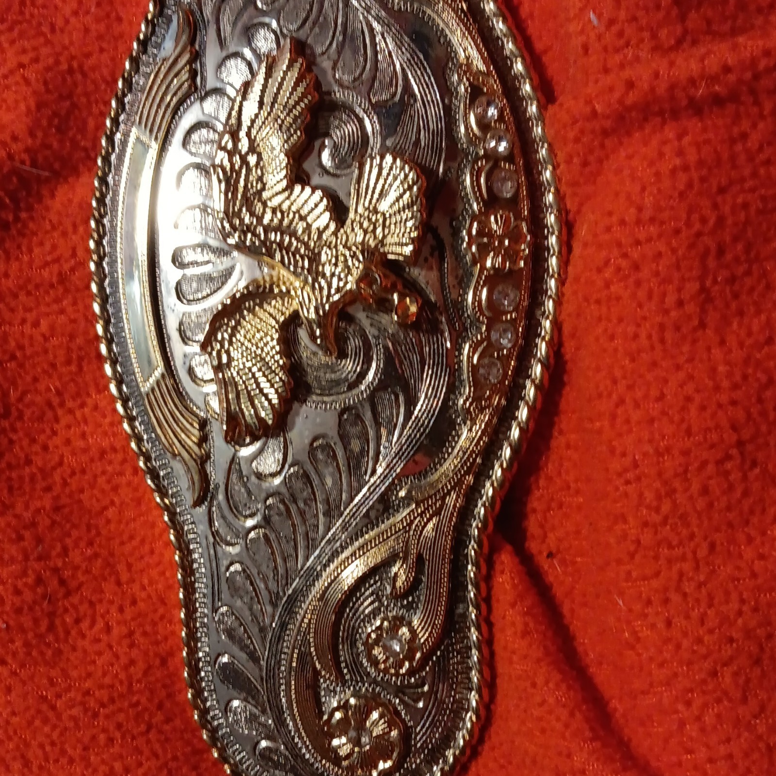 Western Eagle Engraved Belt Buckle Antique Finish Silver/Gold Tone Men&rsquo;s 1.5in