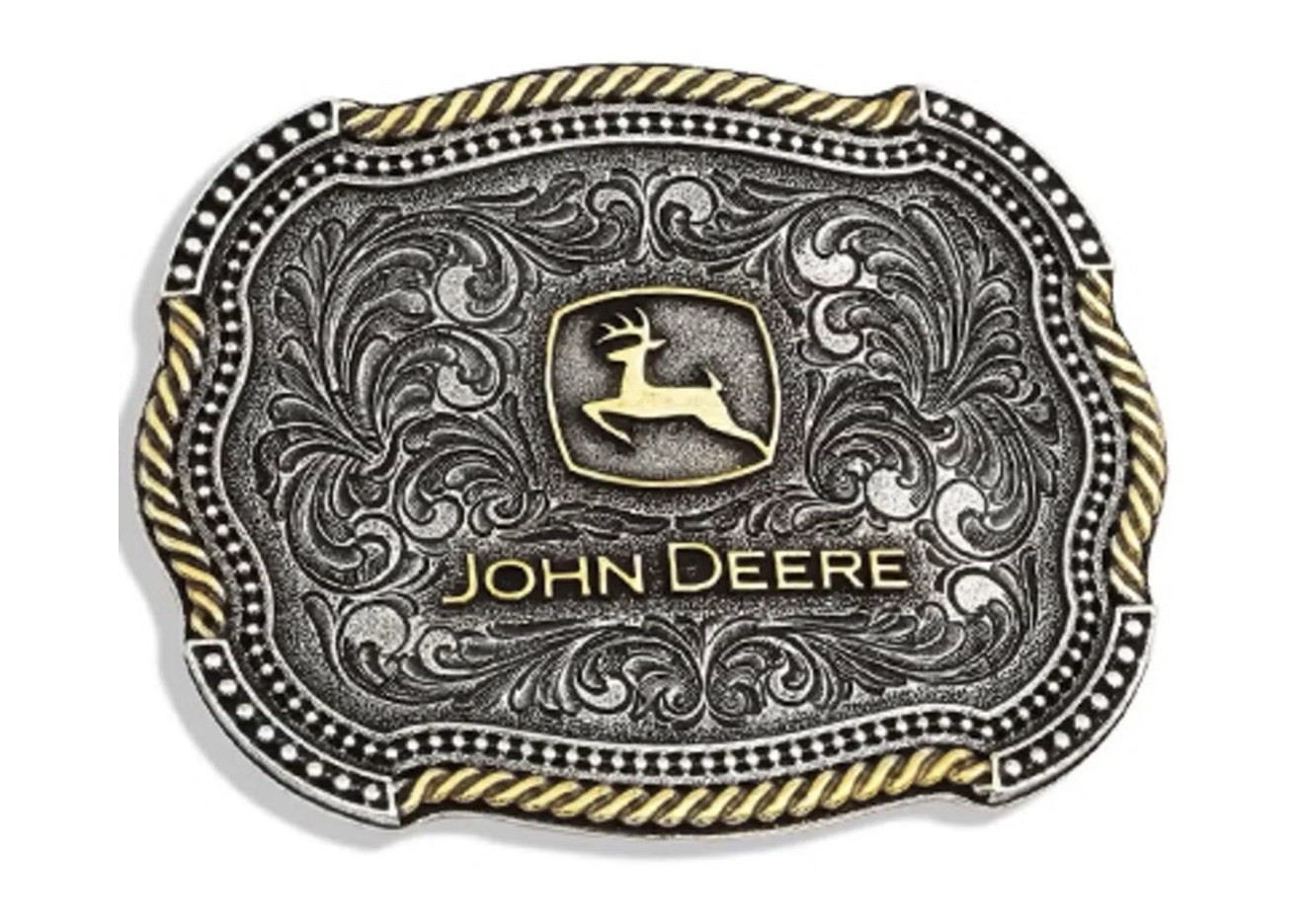 Montana Silversmiths – JOHN DEERE – Cowboy Scalloped Duo Belt Buckle – New