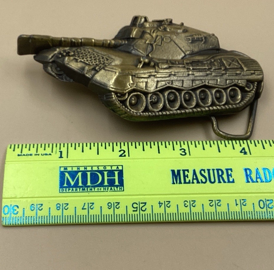 Vintage Tank Army Military Belt Buckle Brass