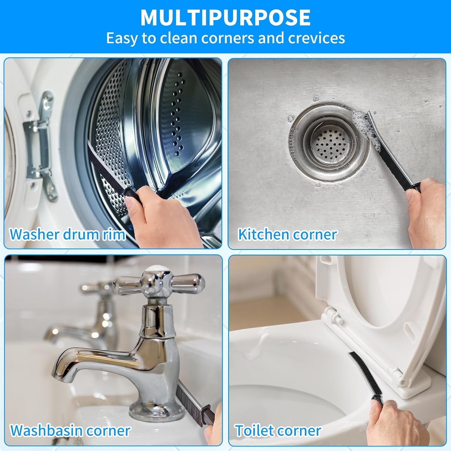 Multi-Purpose Hard Bristle Crevice Cleaning Brush -Deep Cleaning Essential Tool