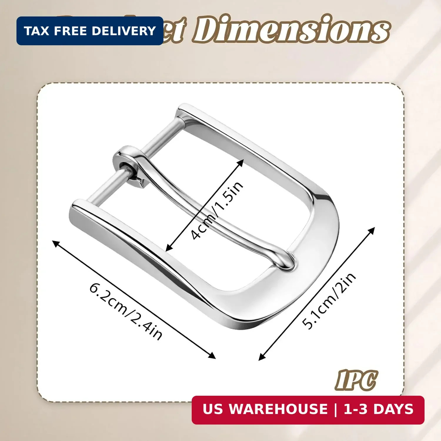 1.5&Prime;(40mm) Belt Buckles Replacement Heavy Duty Stainless Steel Single Prong Squa