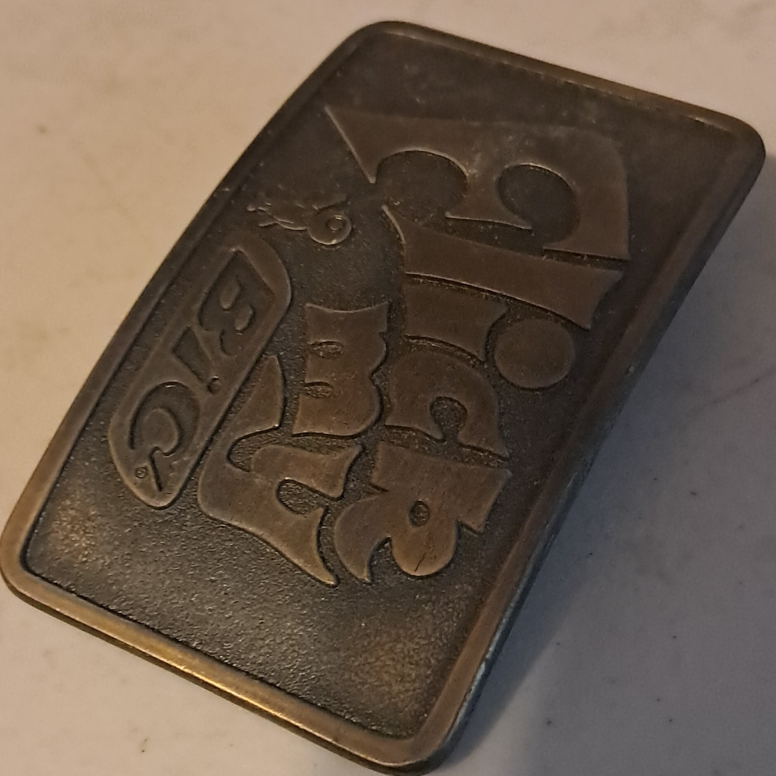 Bic Bronze Western Logo Belt Buckle Antique Finish Metal for Men 2&Prime; Solid