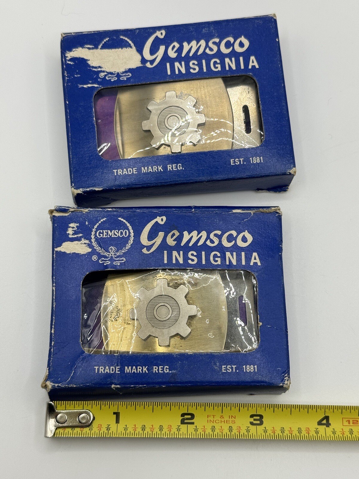 Vintage Gemsco Insigna Gear Belt Buckle Uniform USA Collectible Pair ***