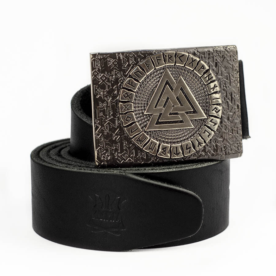 German silver Valknut belt buckle, Scandinavian Nordic Celtic Viking Pagan runic