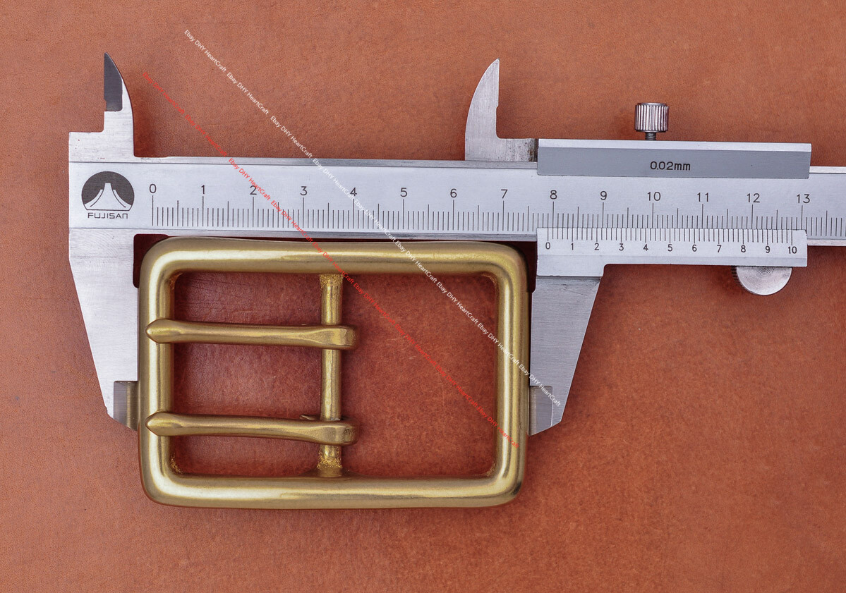 BIG HEAVY DUTY SOLID BRASS MIDDLE BAR DOUBLE PIN BELT BUCKLE LEATHERCRAFT BUCKLE