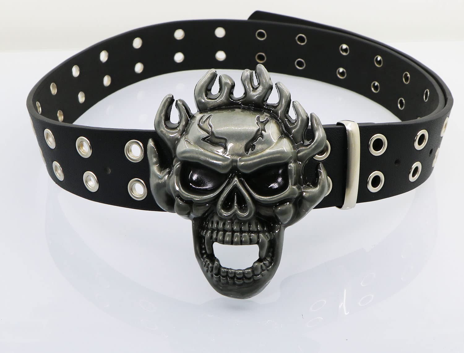 NORICAP Men And Women Metal Skull Head Leather Buckle Belt Waist Medium, K4b