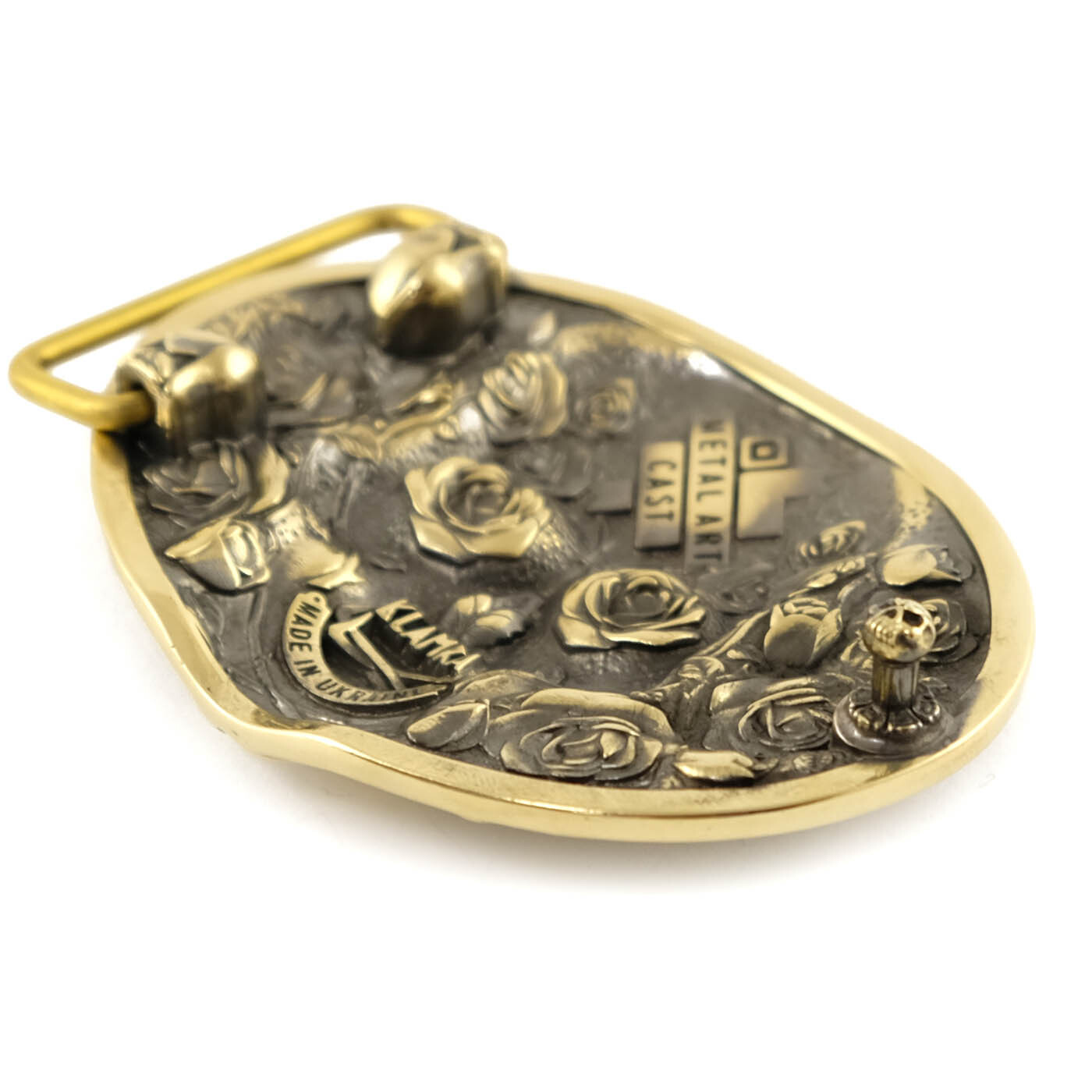 Santa Muerte belt buckle, solid brass Skull El Día de Muertos