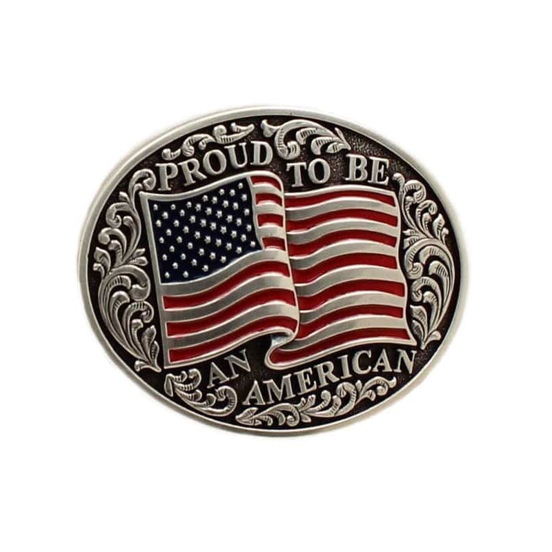 Nocona® Children&rsquo;s Oval Smooth Edge USA Flag Belt Buckle 37595