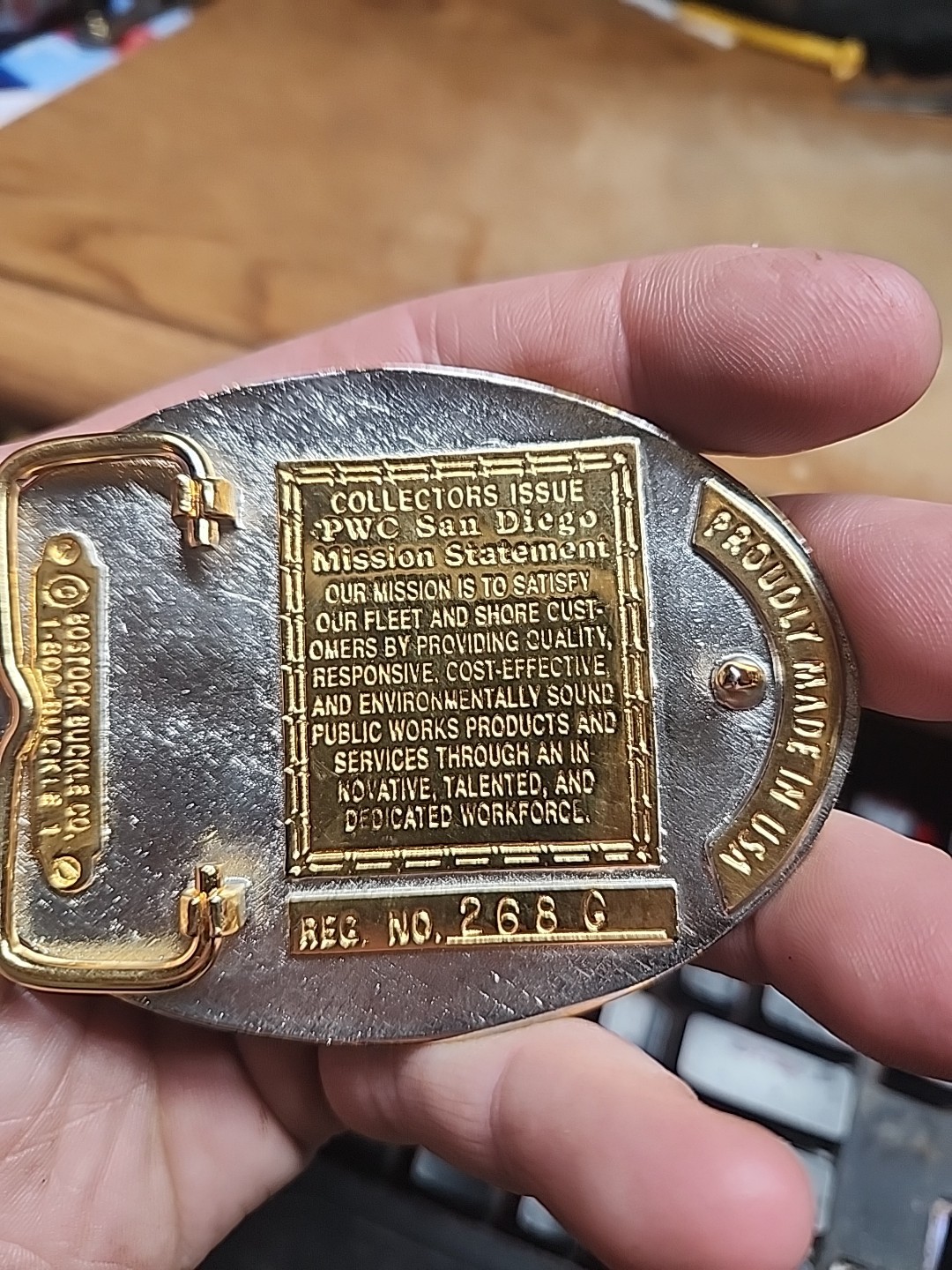 U.S. Navy Public Works Center Belt Buckle Brass Collector&rsquo;s Issue Numbered Nice