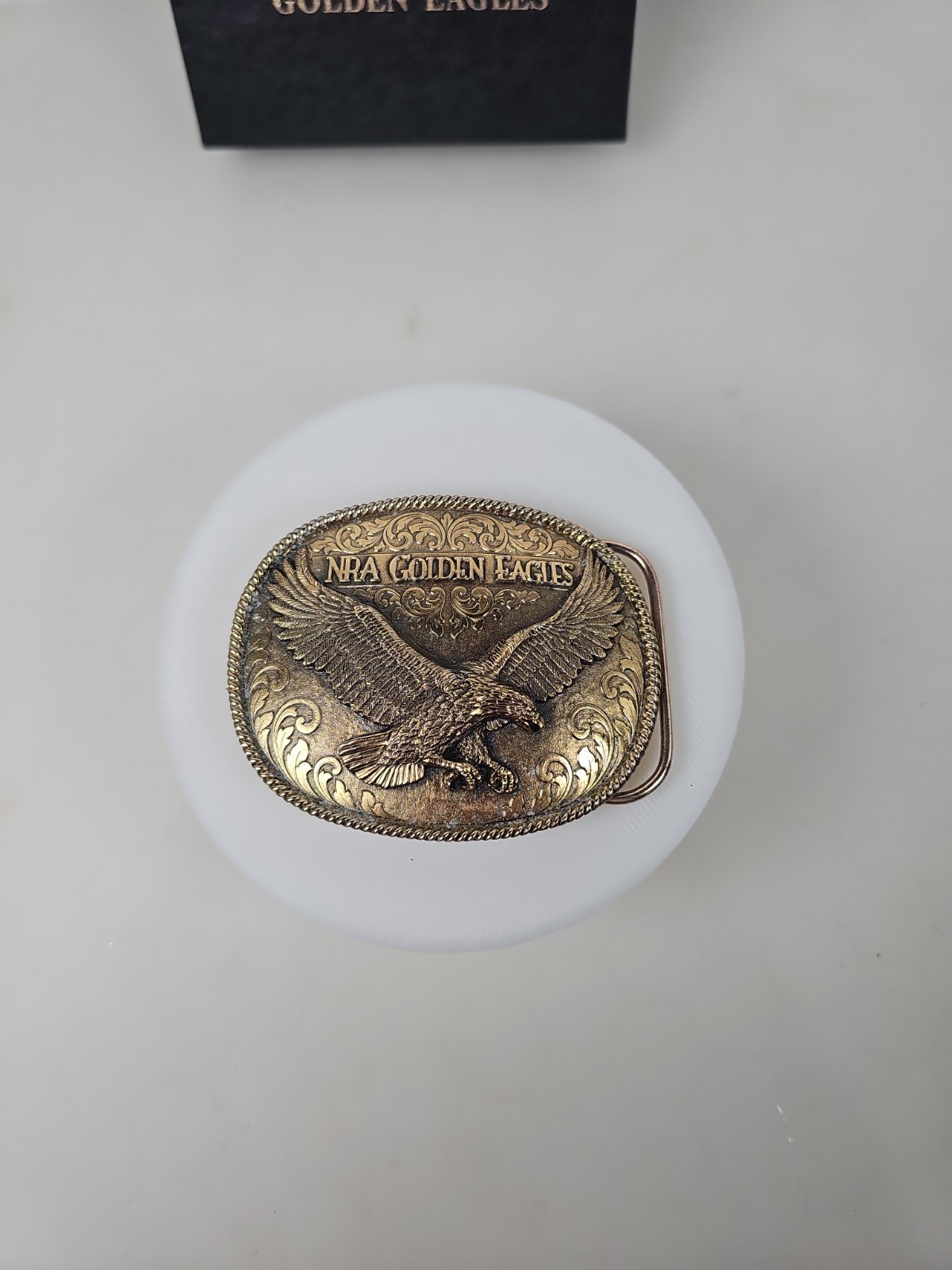 New Vintage NRA Solid Brass Golden Eagles Belt Buckle National Rifle Association