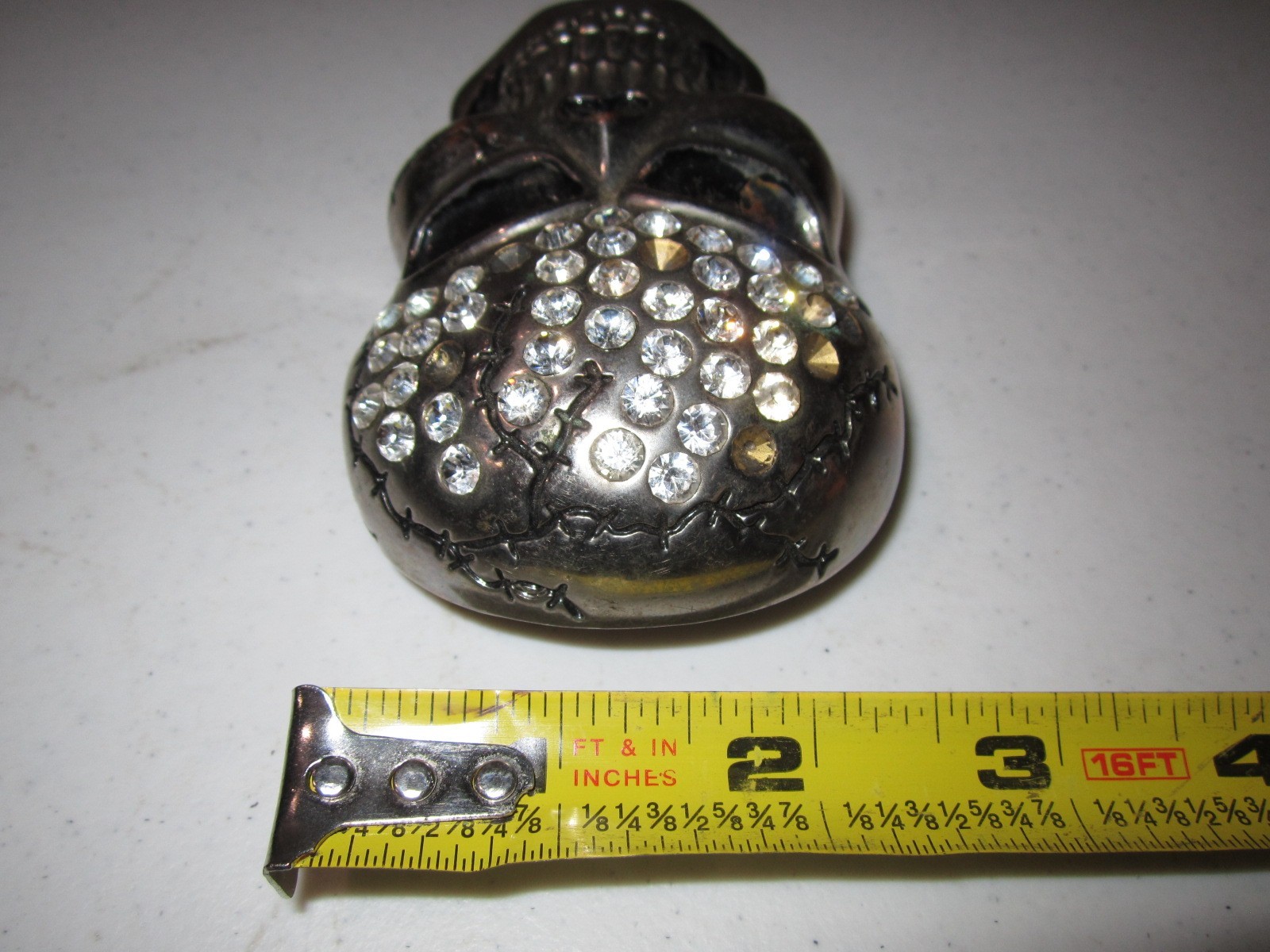 Rhinestone Covered Skull Head Belt Buckle Extremely Rare Find!!!