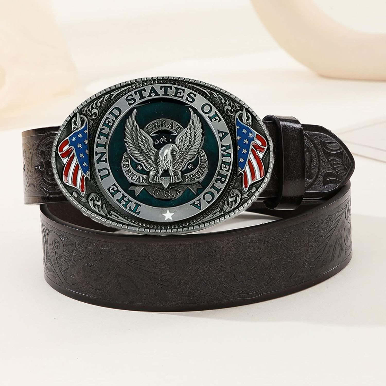 The United State of American Flag Belt Buckle Patriotic Eagle Western Cowboy Buc