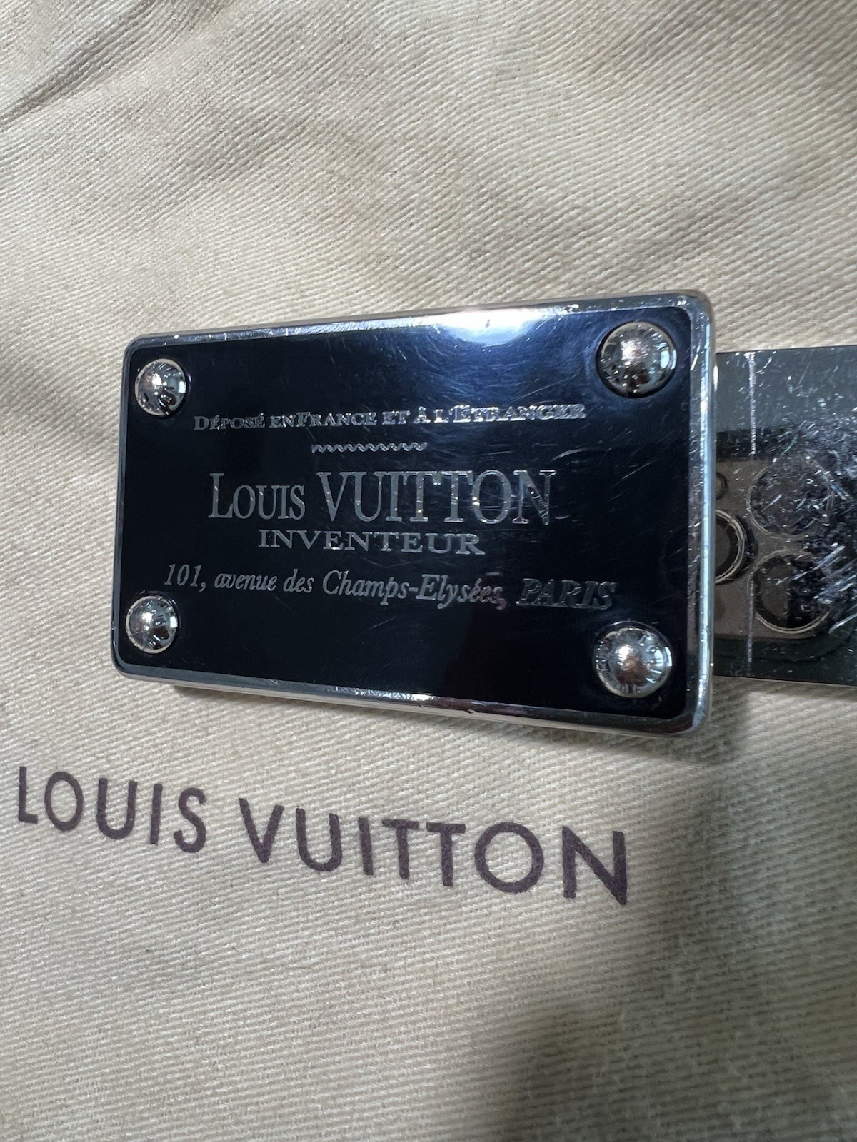 Louis Vuitton Inventeur Damier Graphite 35mm Reversible Belt size 95cm “Vintage”