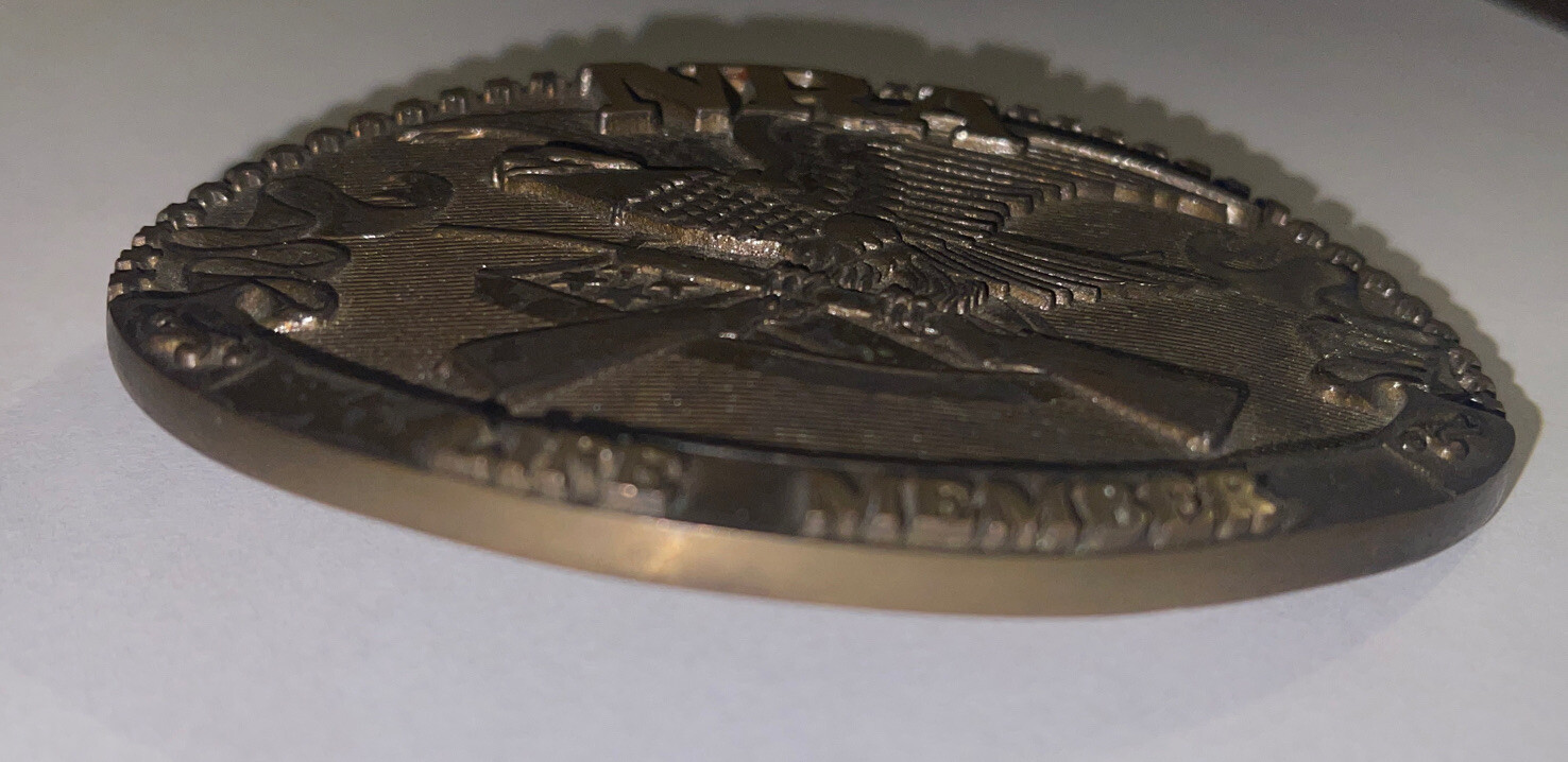 NRA LIFE MEMBER 1985 COLLECTORS EDIT. SOLID BRASS BELT BUCKLE THE NORMAN FOUNDRY