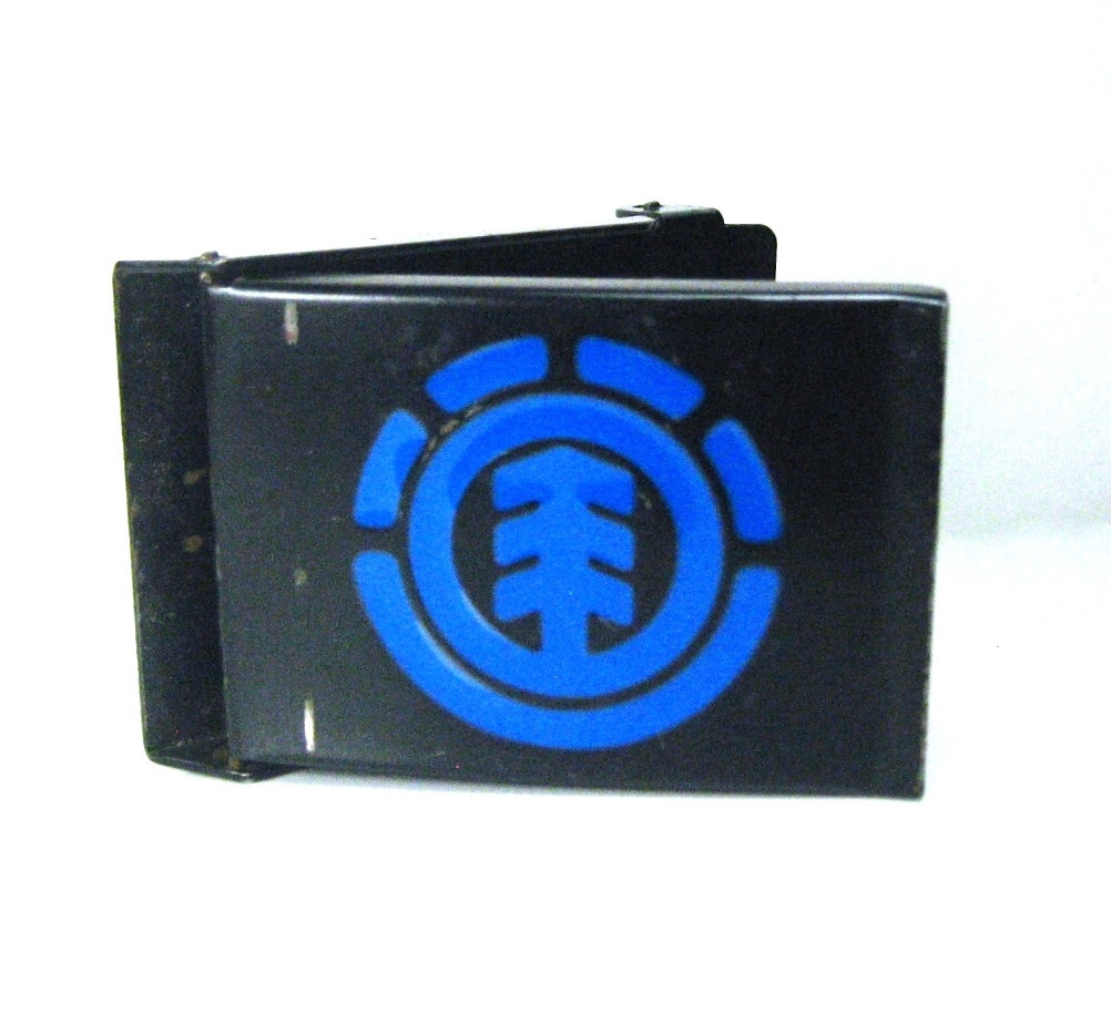 Element Skateboards Belt Buckle Black Painted Steel Blue Enamel Logo 2 5/8&Prime; NICE