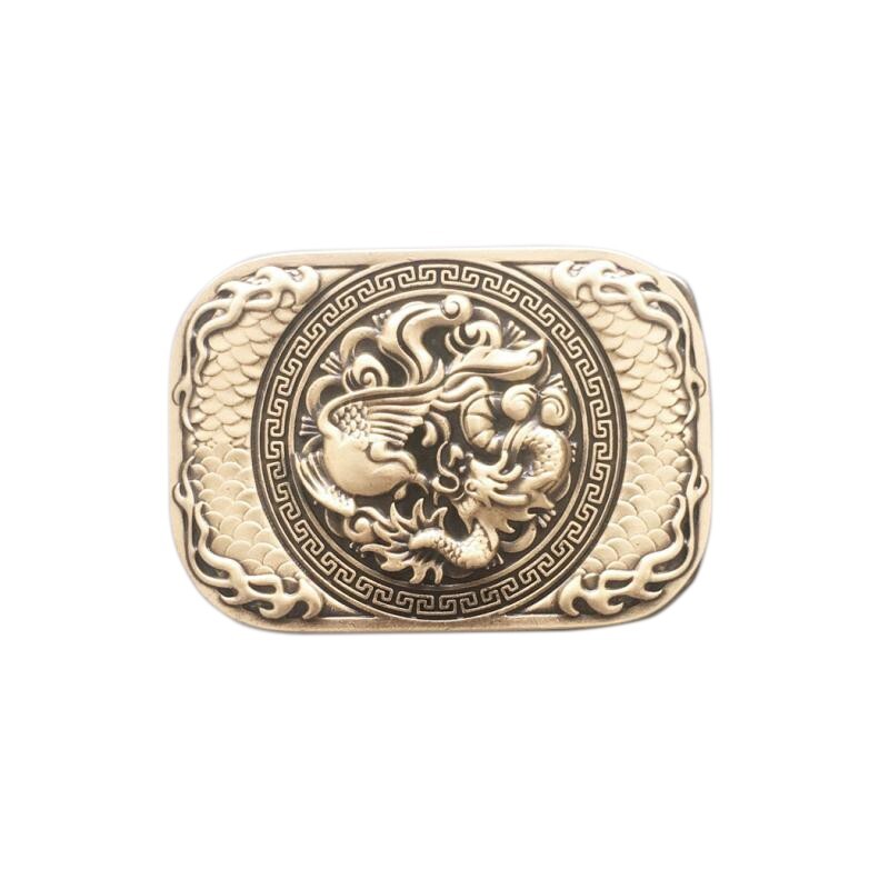 Dragon Rectangle Solid Brass Belt Buckle Gurtelschnalle Boucle de Ceinture