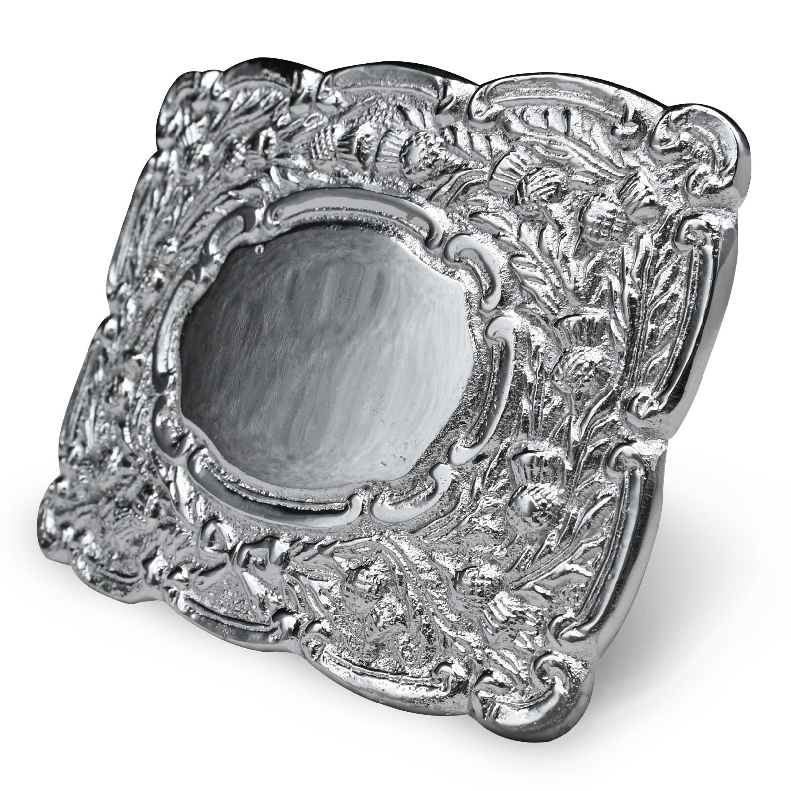Scottish Traditional Thistle Round Platter Kilt Belt Silver Buckle Highland Wear