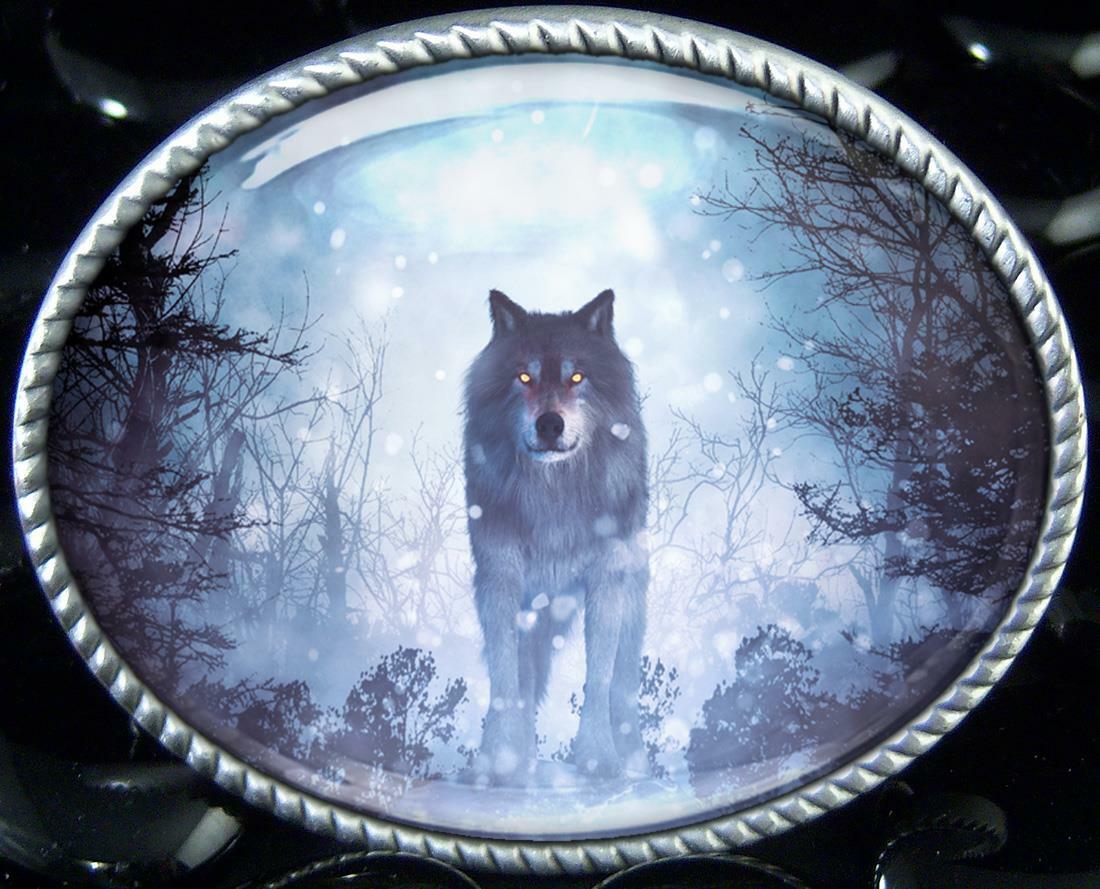 Wolf Belt Buckle – Native American Spirit Animal Handmade Buckle – 633