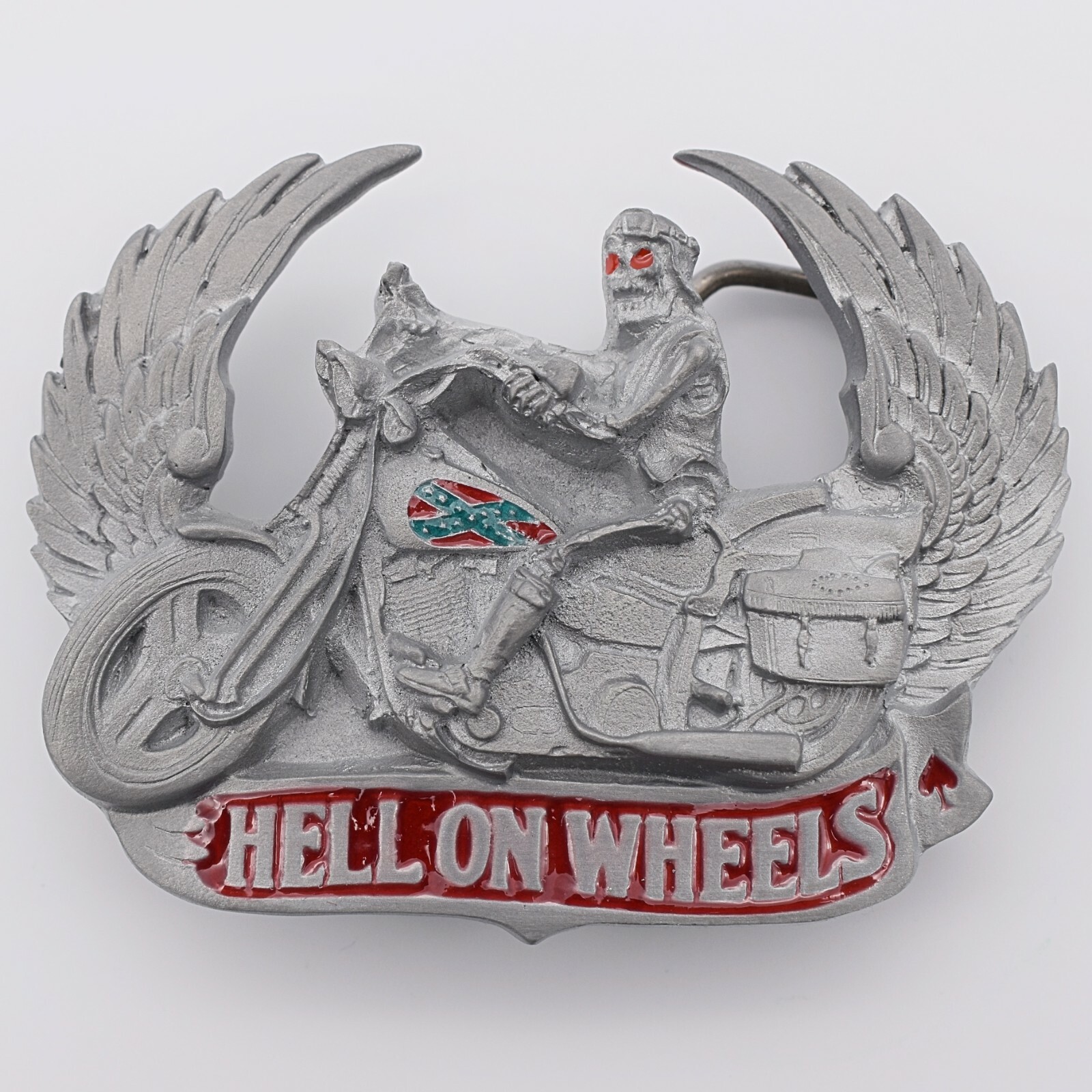 Hell On Wheels Motorcycle Skull Rider Novelty Gift Belt Buckle (New)